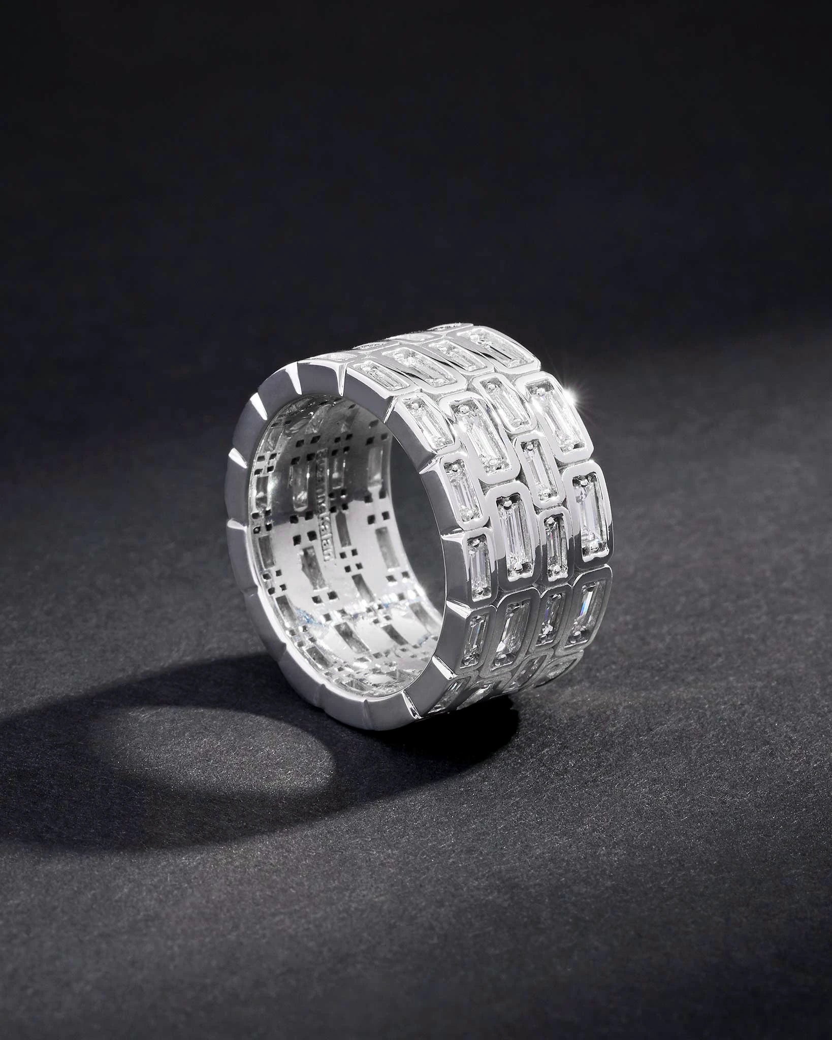 Suzanne Kalan Inlay Large Horizontal Diamond Eternity Band in 18k white gold