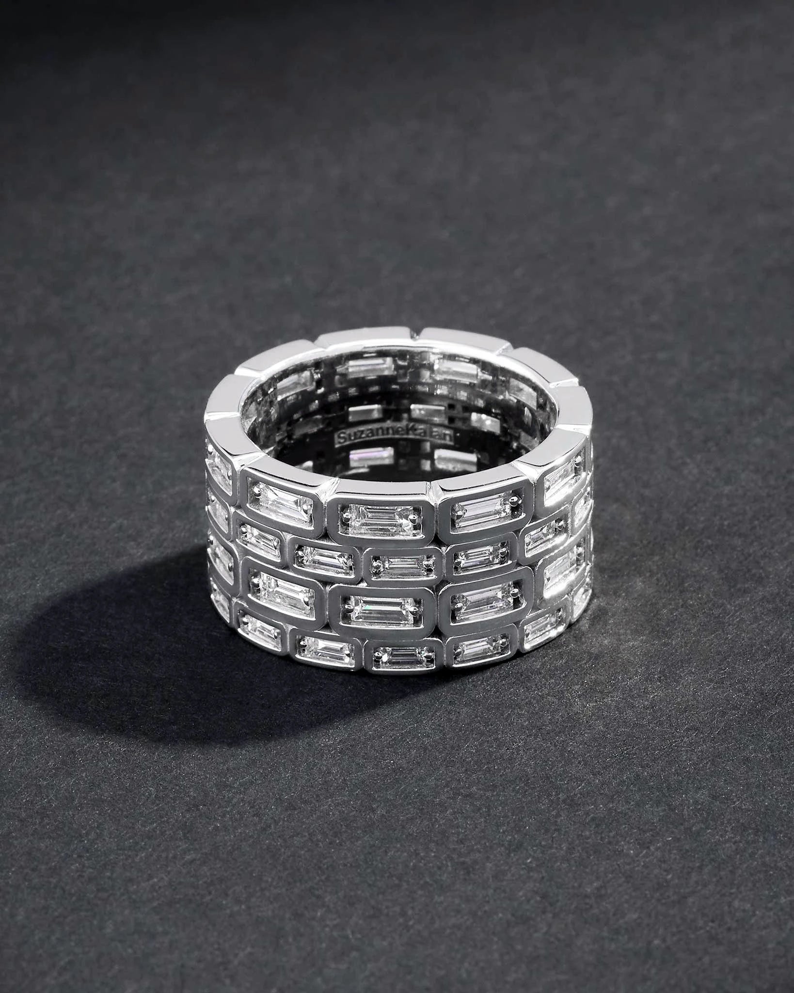 Suzanne Kalan Inlay Large Horizontal Diamond Eternity Band in 18k white gold