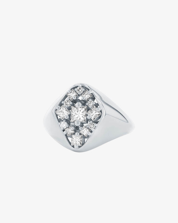 Suzanne Kalan La Fantaisie Star Diamond Signet Ring in 18k white gold