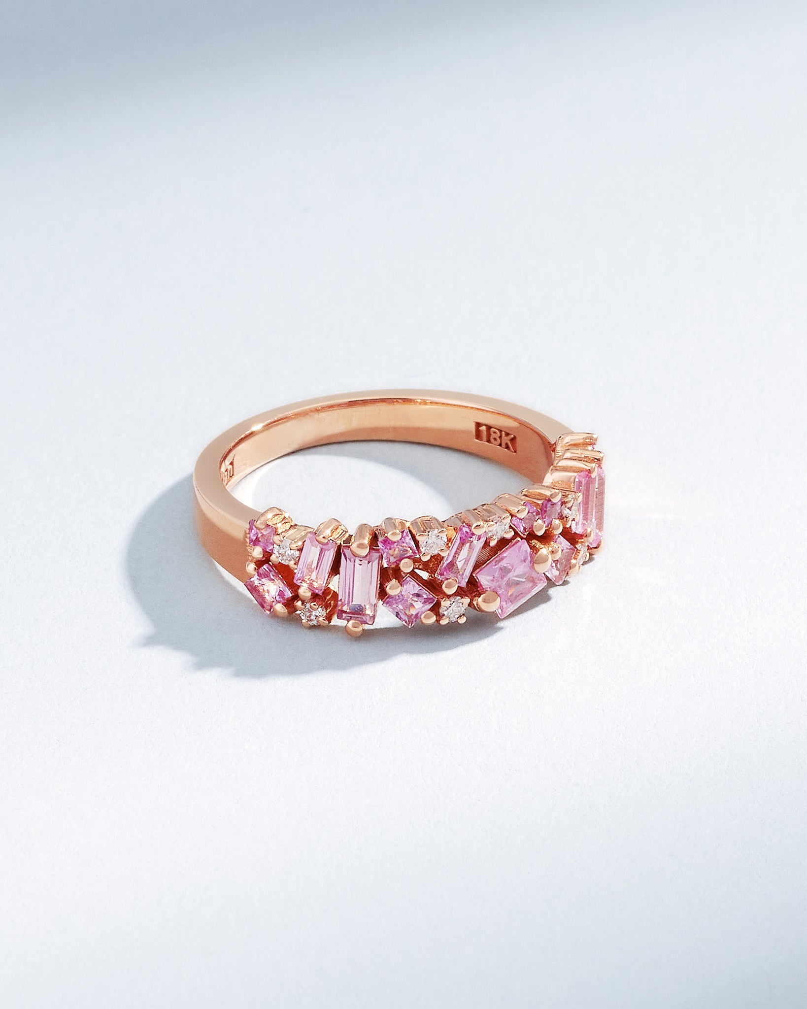 Suzanne Kalan La Fantaisie Pink Sapphire Half Band in 18k rose gold