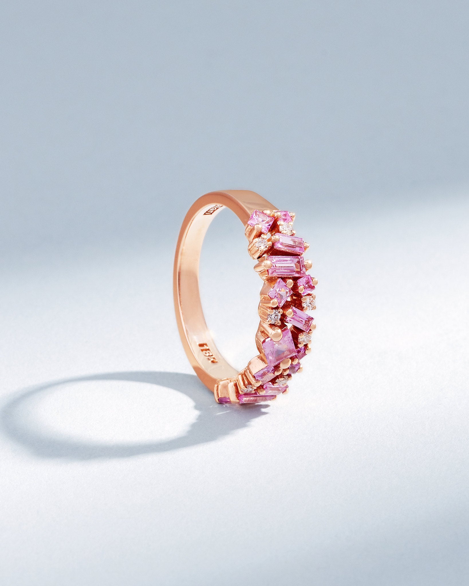 Suzanne Kalan La Fantaisie Pink Sapphire Half Band in 18k rose gold