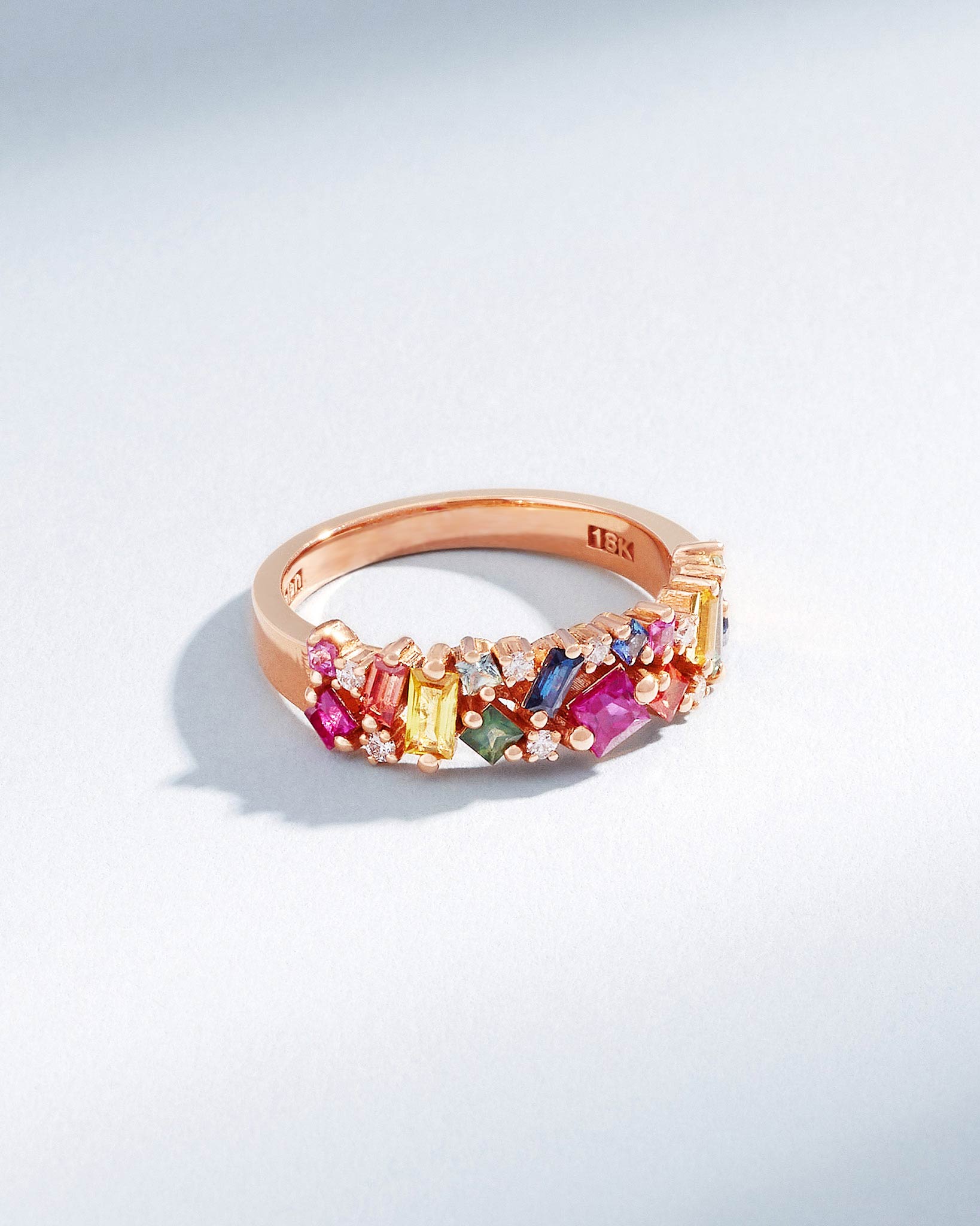 Suzanne Kalan La Fantaisie Rainbow Sapphire Half Band in 18k rose gold