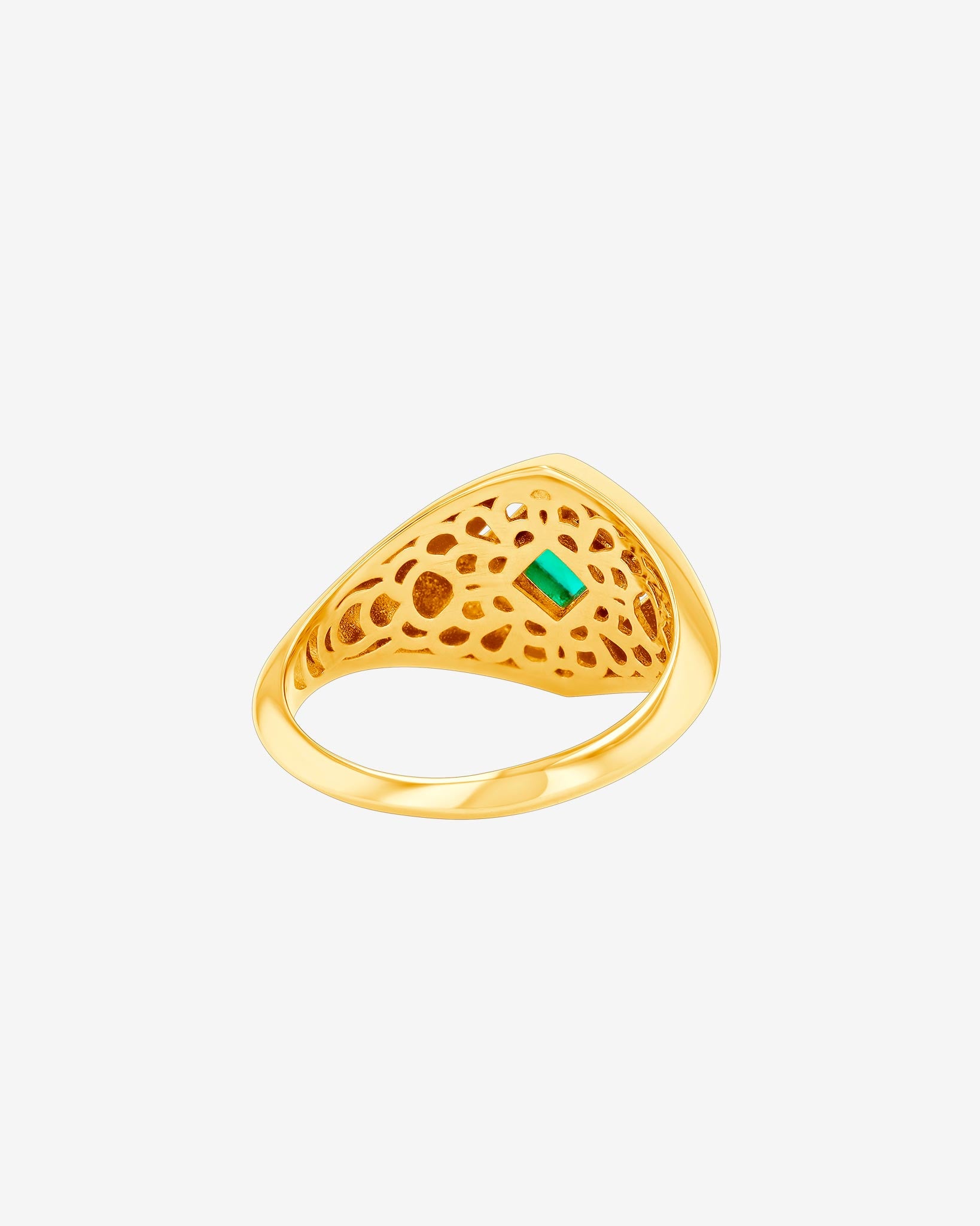 Suzanne Kalan Princess Emerald Signet Ring in 18k yellow gold