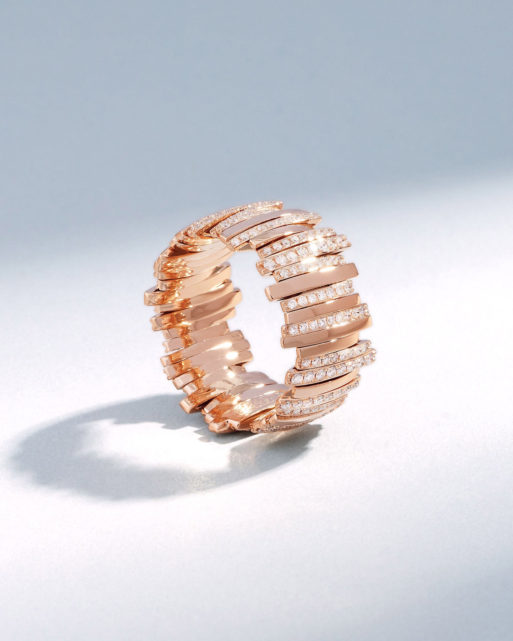 Suzanne Kalan Classic Gold Half Pave Milli Band in 18k rose gold