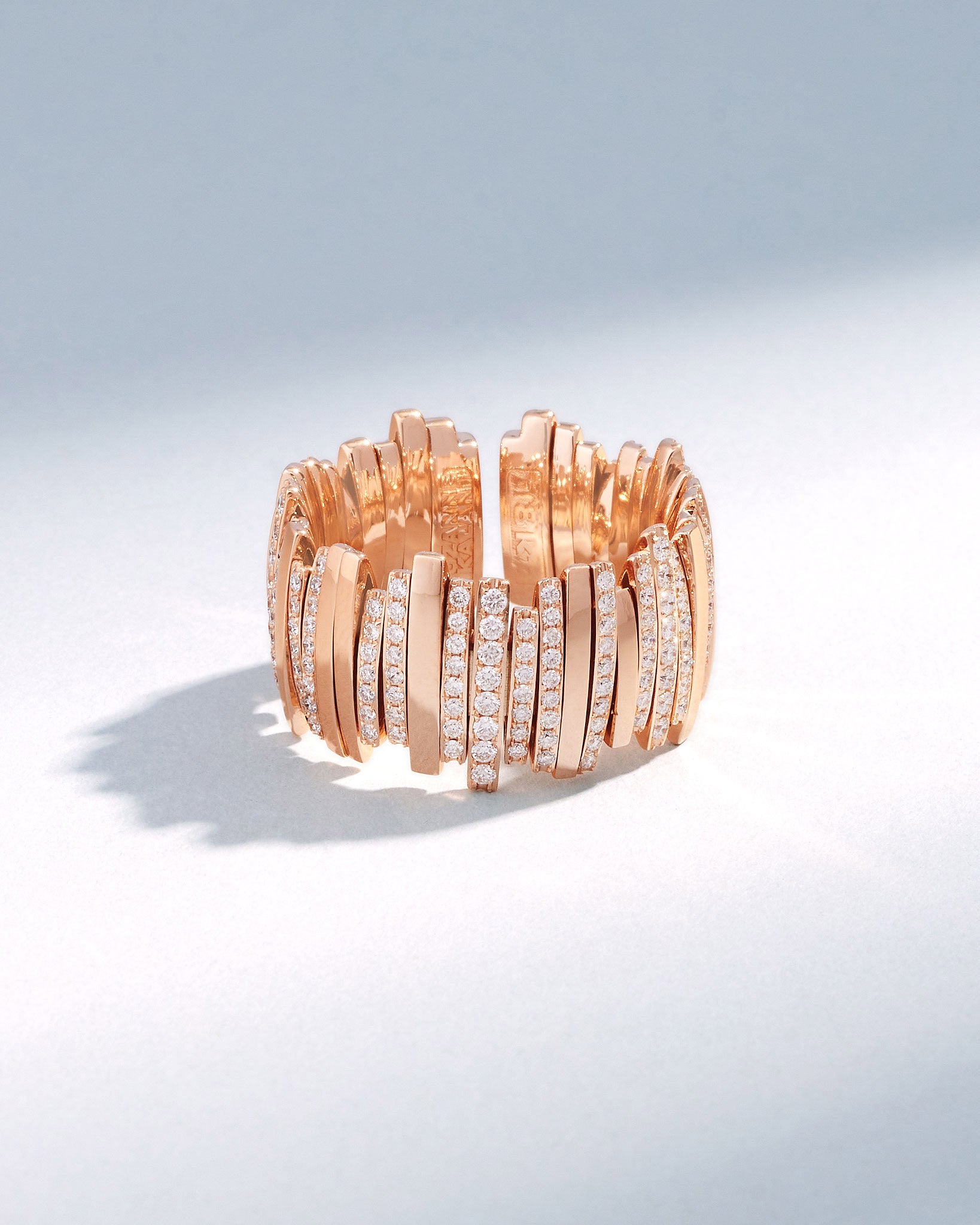 Suzanne Kalan Classic Gold Half Pave Milli Band in 18k rose gold