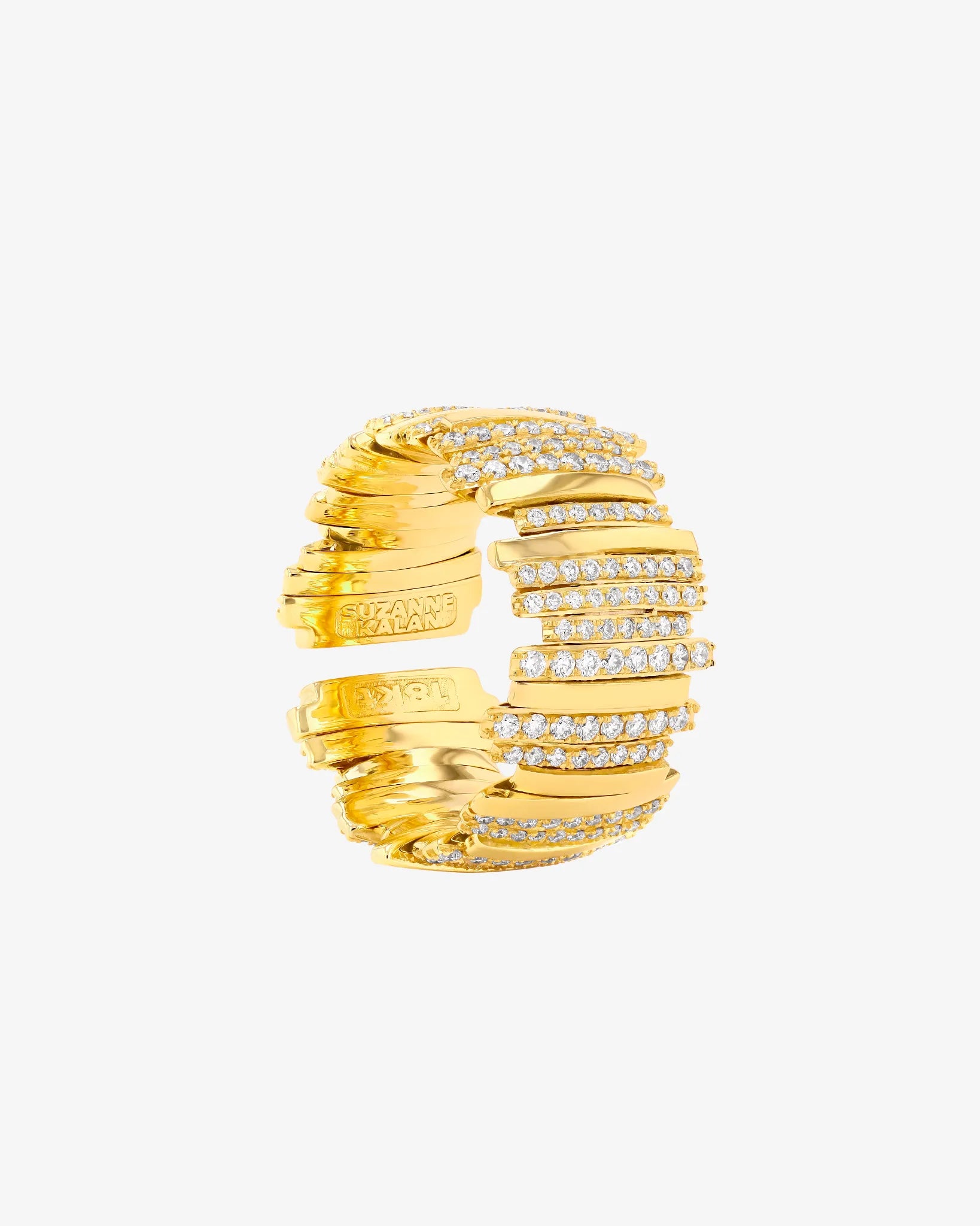 Suzanne Kalan Classic Gold Half Pave Milli Band in 18k yellow gold