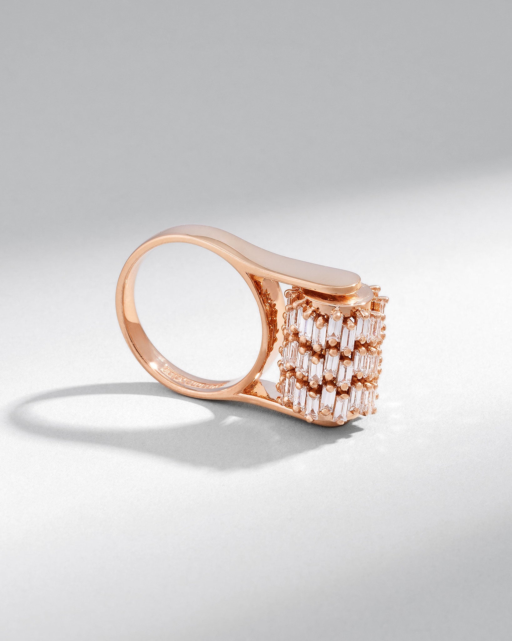 Suzanne Kalan Infinite Triple Row Diamond Spinner Ring in 18k rose gold