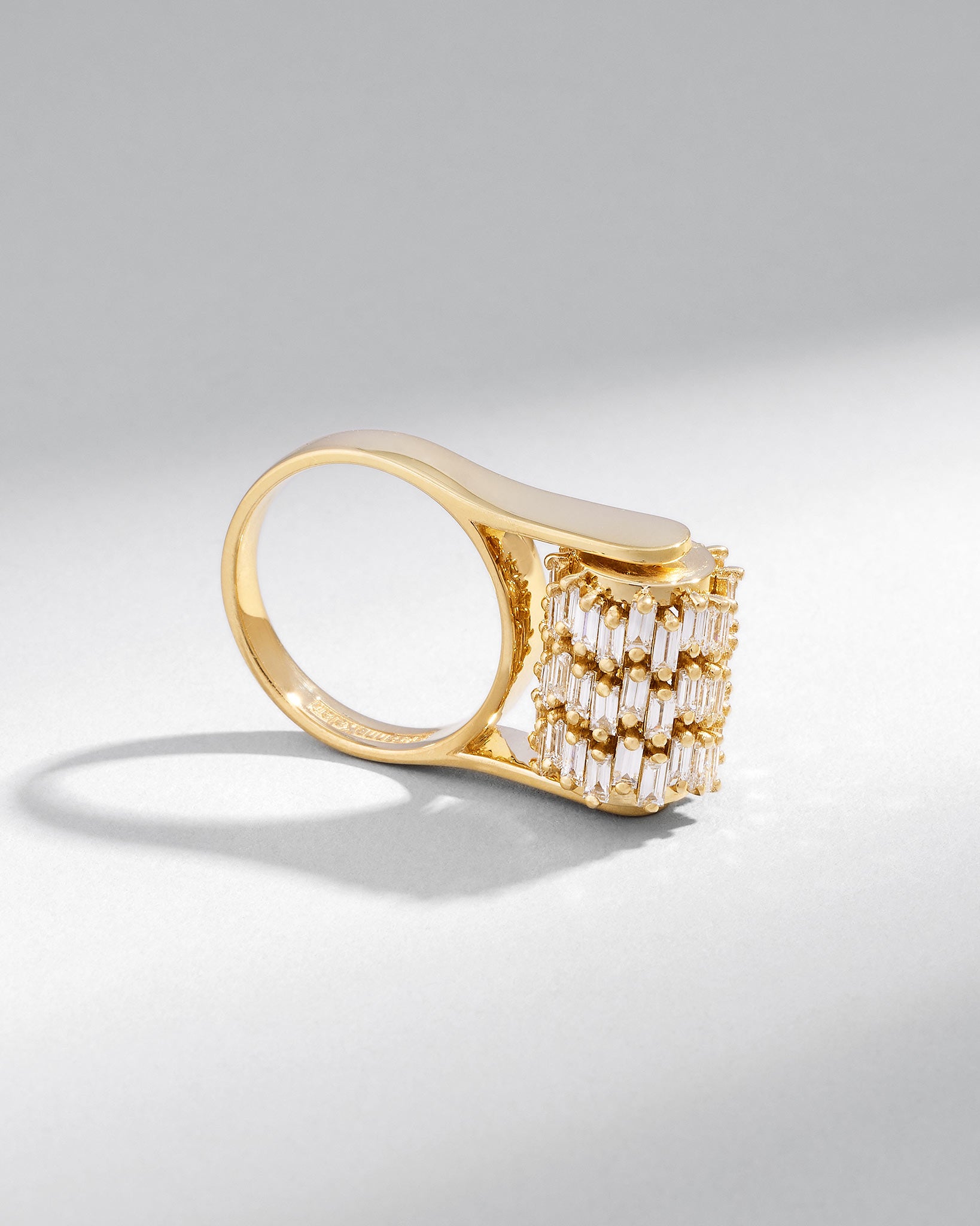 Suzanne Kalan Infinite Triple Row Diamond Spinner Ring in 18k yellow gold