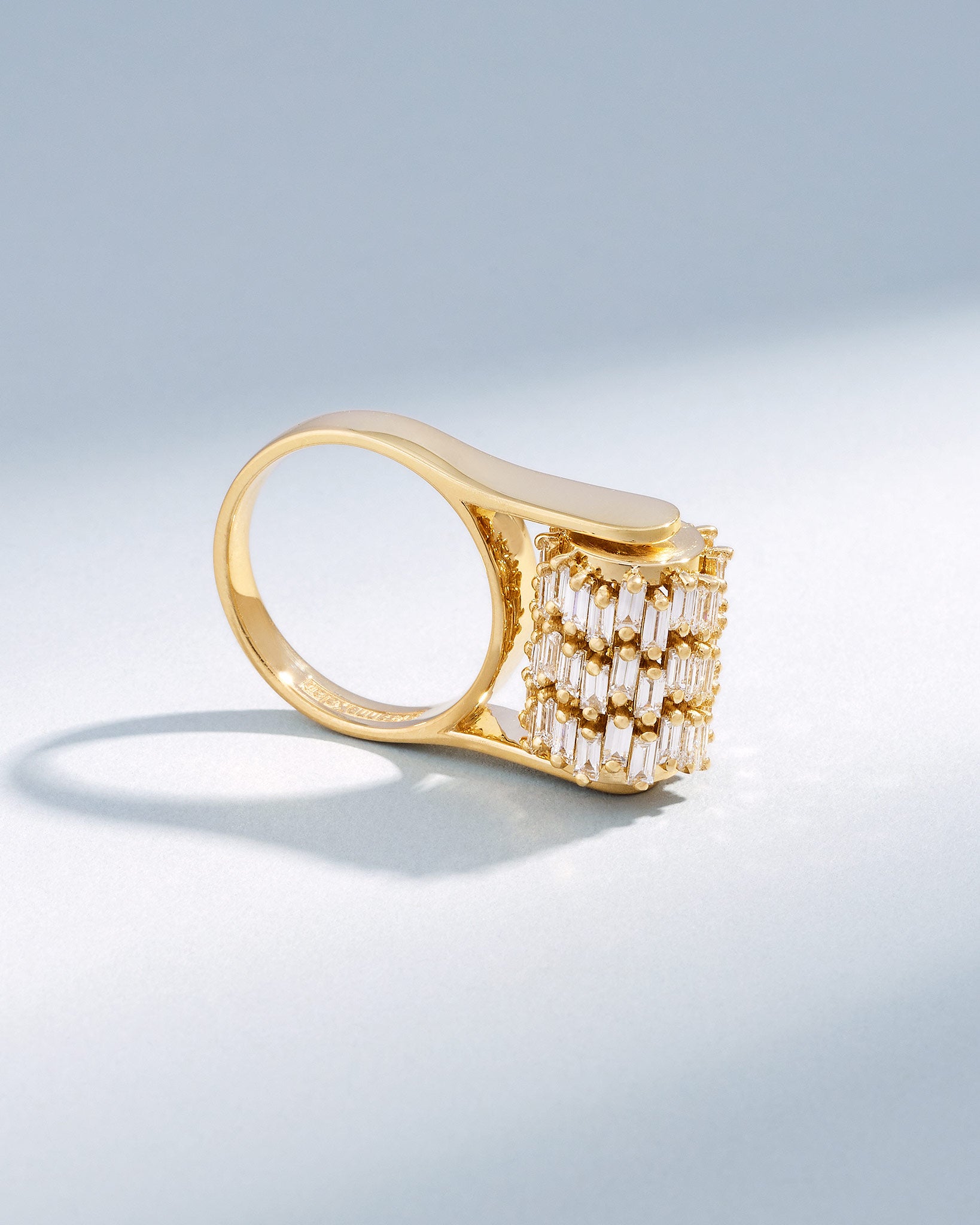 Suzanne Kalan Infinite Triple Row Diamond Spinner Ring in 18k yellow gold