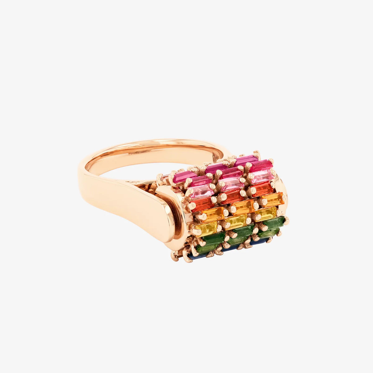 Infinite Triple Row Rainbow Sapphire Spinner Ring | Suzanne Kalan®