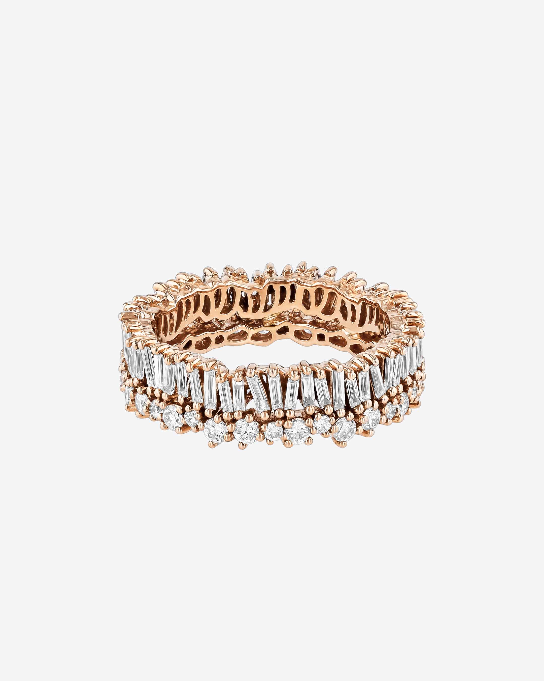 Suzanne Kalan Classic Diamond Short Stack Eternity Band in 18k rose gold