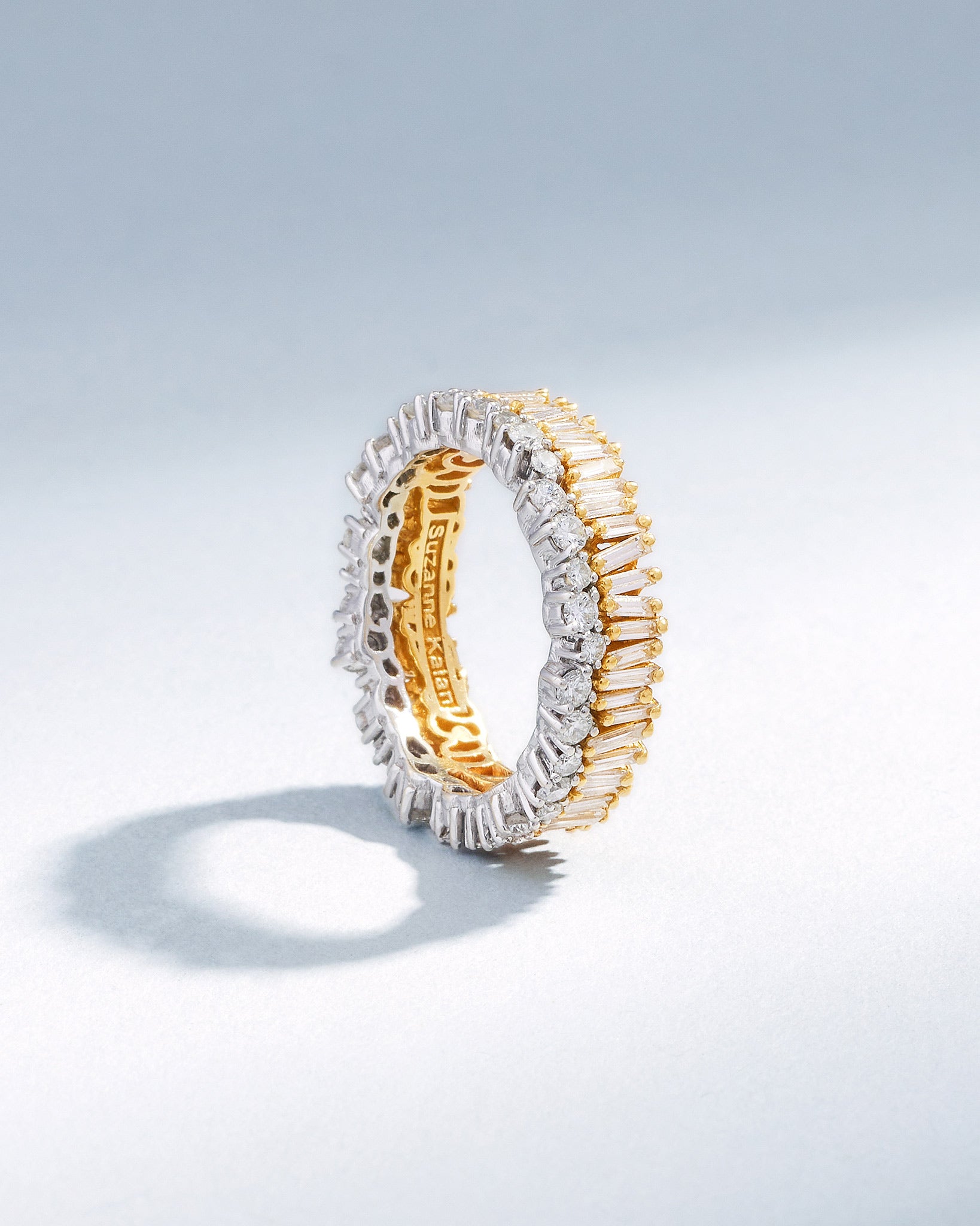 Suzanne Kalan Classic Diamond Short Stack Eternity Band in 18k two-tone yellow and white gold