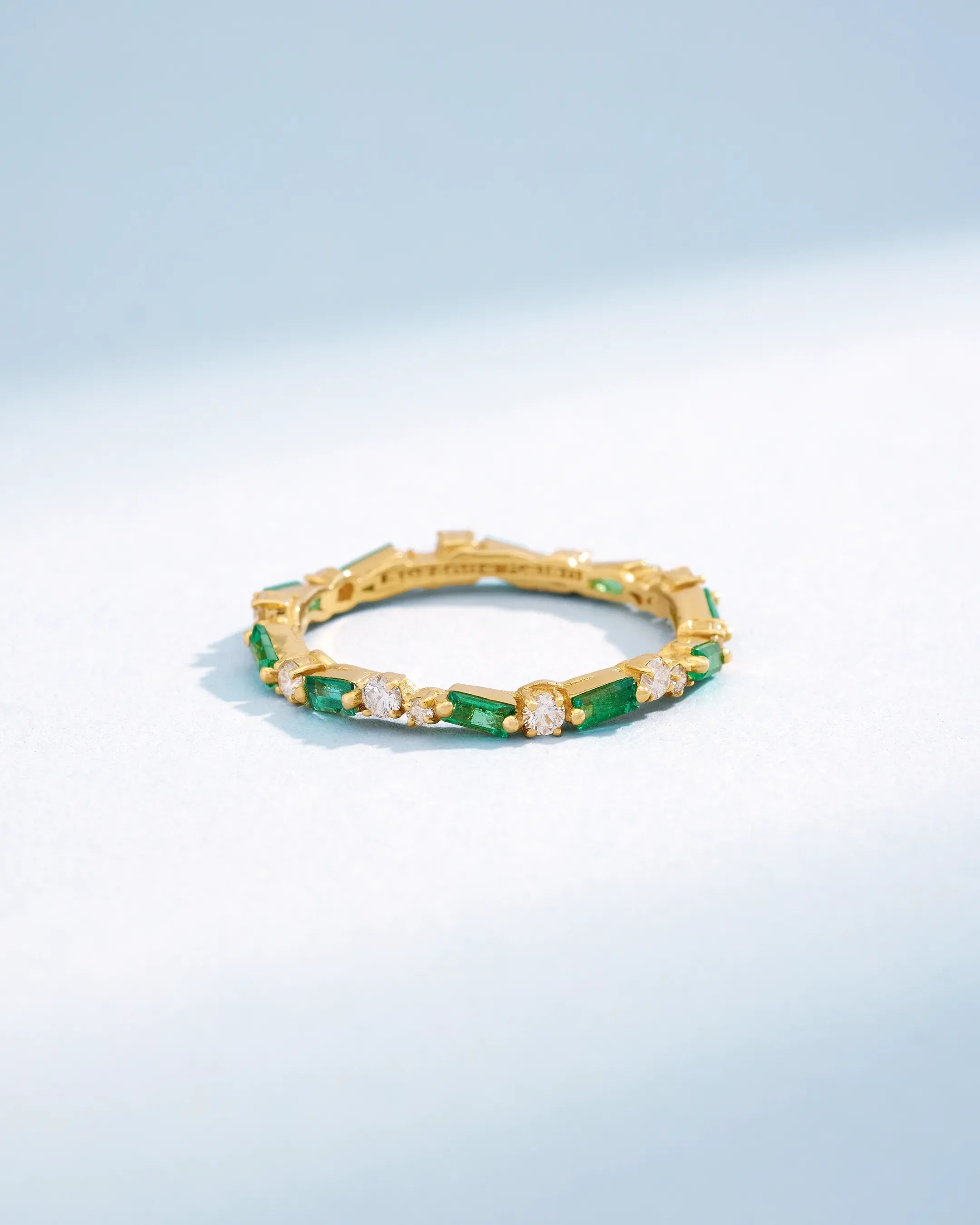 Suzanne Kalan Thin Mix Emerald Eternity Band in 18k yellow gold