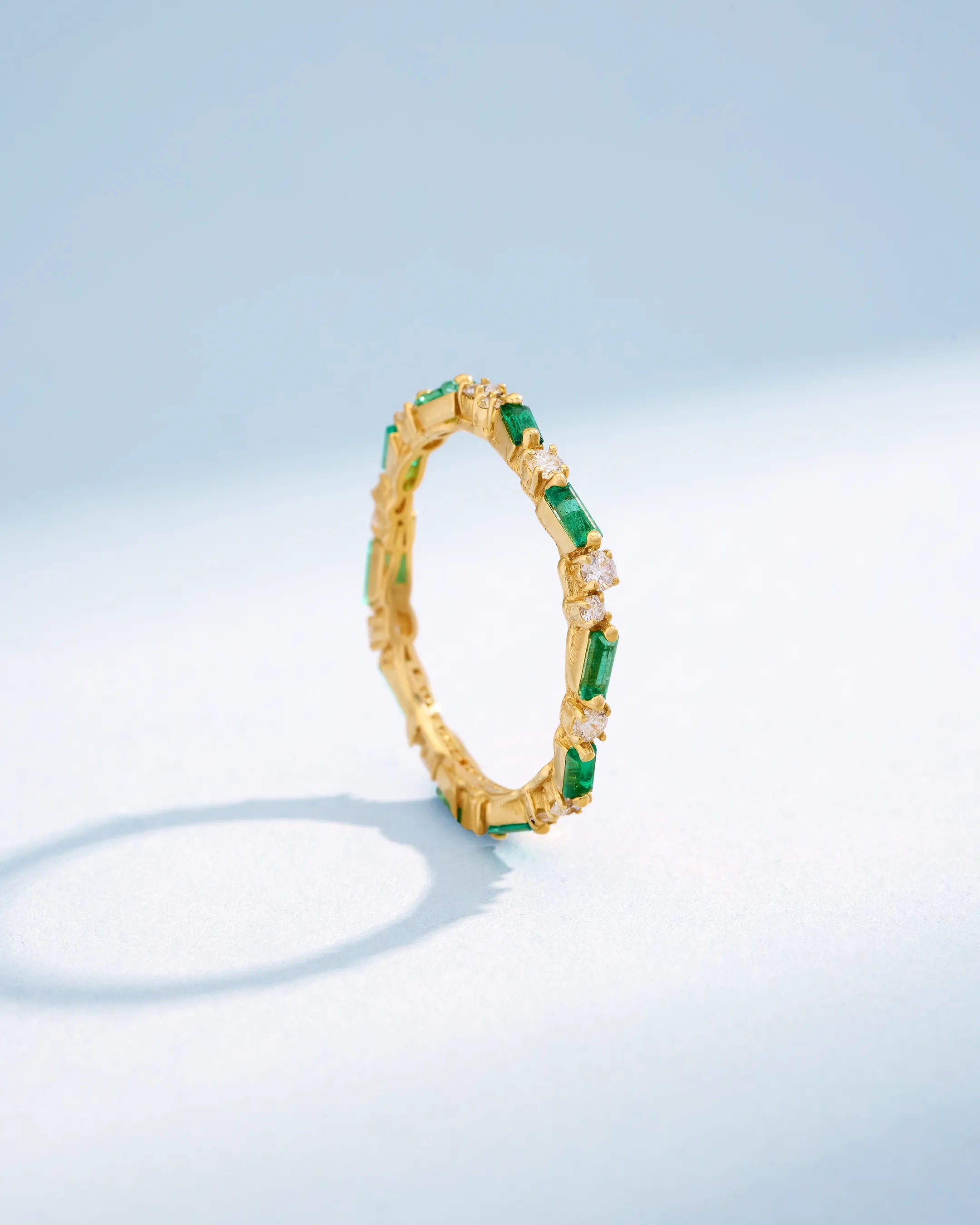 Suzanne Kalan Thin Mix Emerald Eternity Band in 18k yellow gold