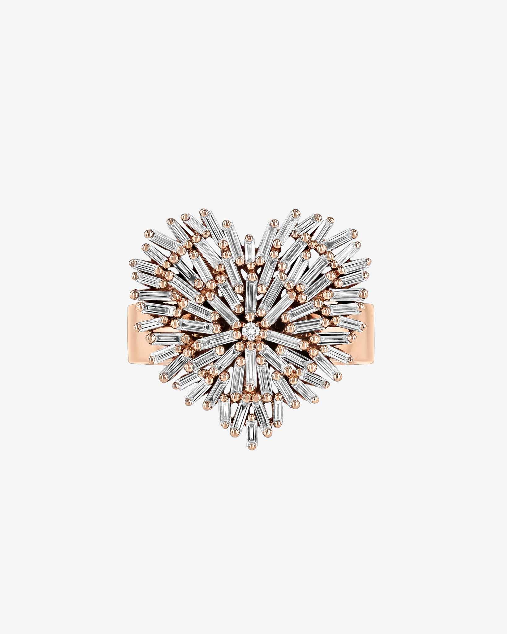 Suzanne Kalan Classic Diamond Medium Heart Ring in 18k rose gold