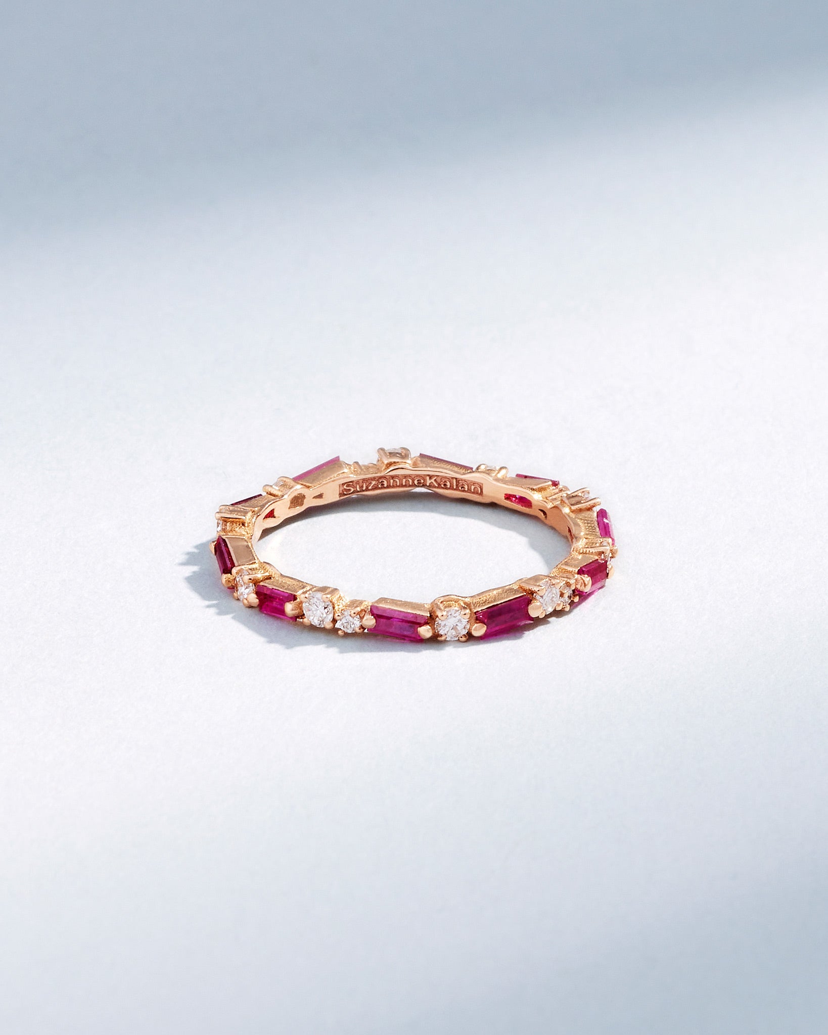 Suzanne Kalan Thin Mix Ruby Eternity Band in 18k rose gold