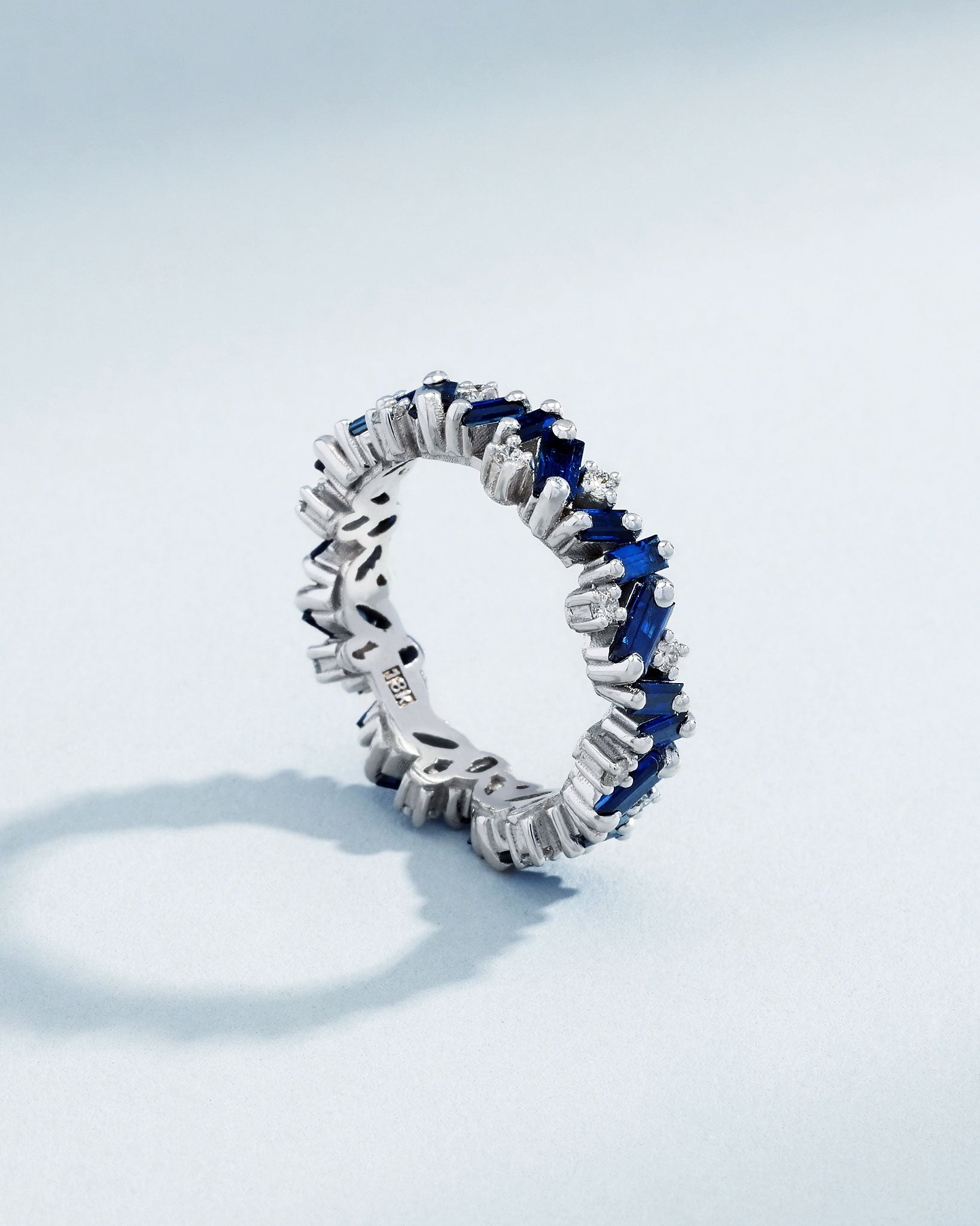 Suzanne Kalan Frenzy Dark Blue Sapphire Eternity Band in 18k white gold