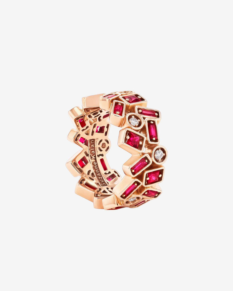Suzanne Kalan Inlay Double Row Ruby Eternity Band in 18k rose gold