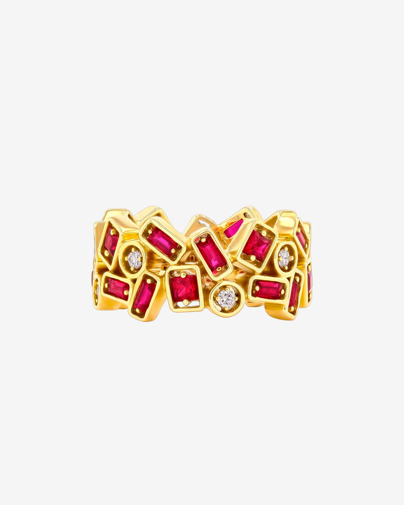Suzanne Kalan Inlay Double Row Ruby Eternity Band in 18k yellow gold