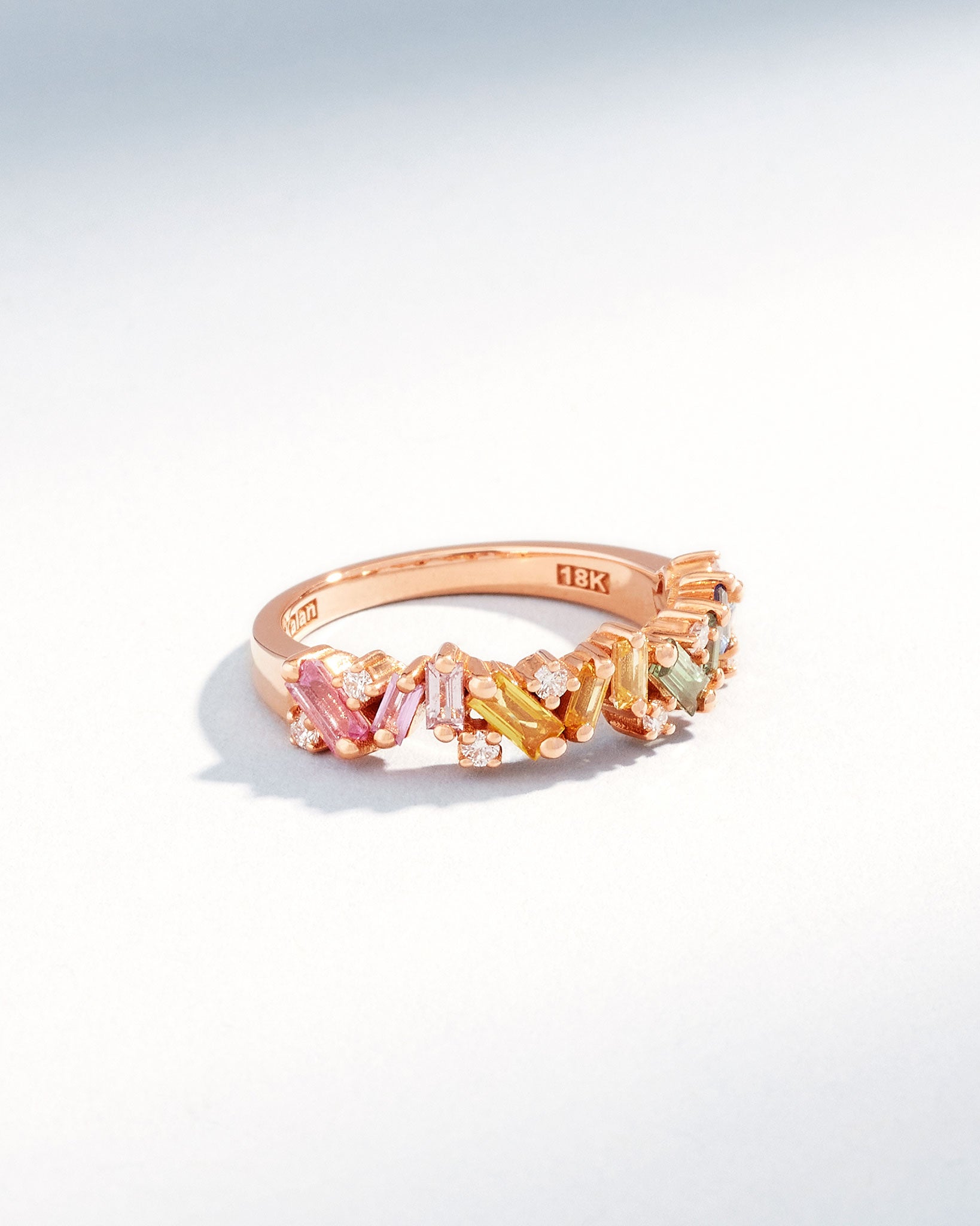 Suzanne Kalan Frenzy Pastel Sapphire Half Band in 18k rose gold