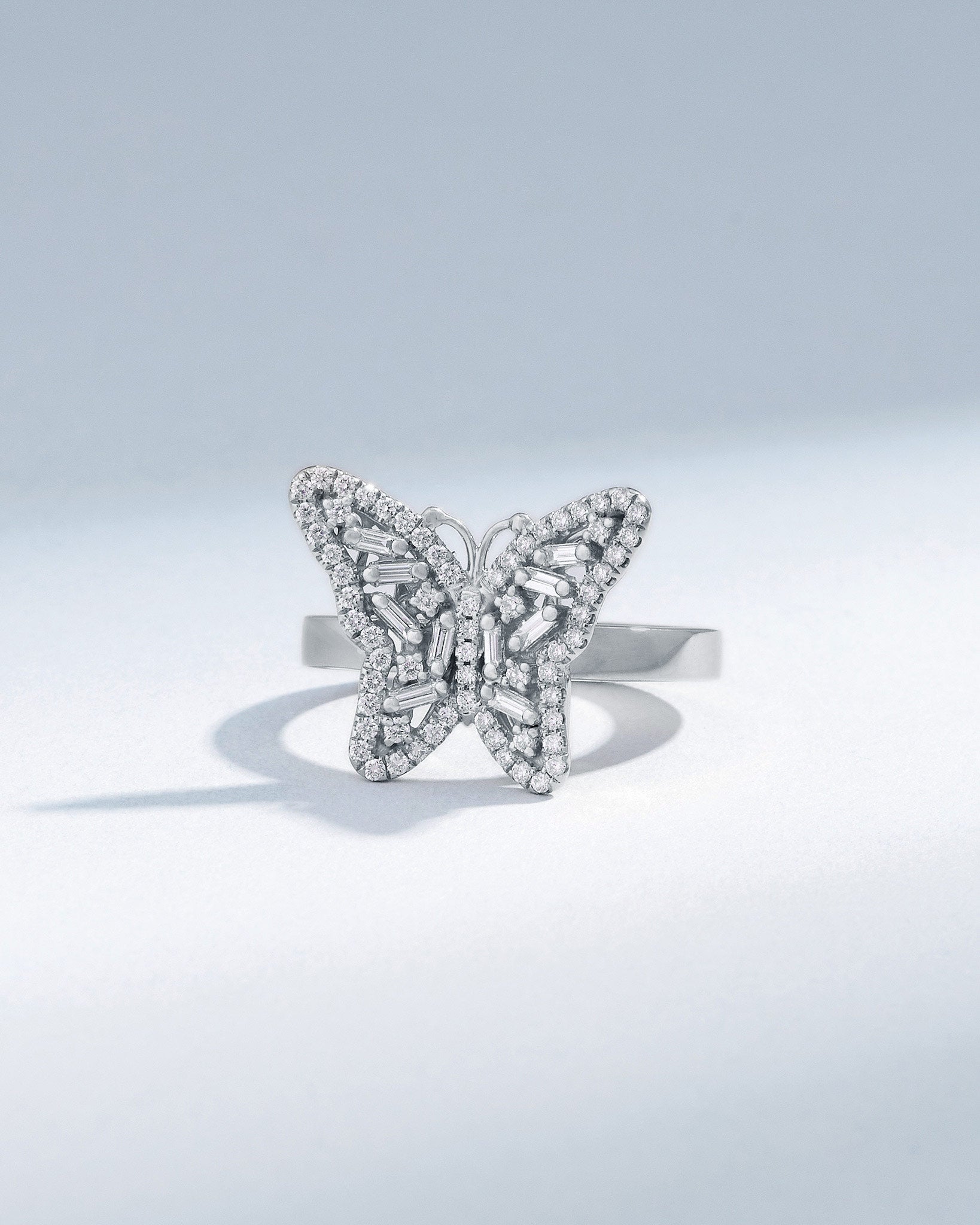 Suzanne Kalan Bold Small Butterfly Diamond Ring in 18k white gold