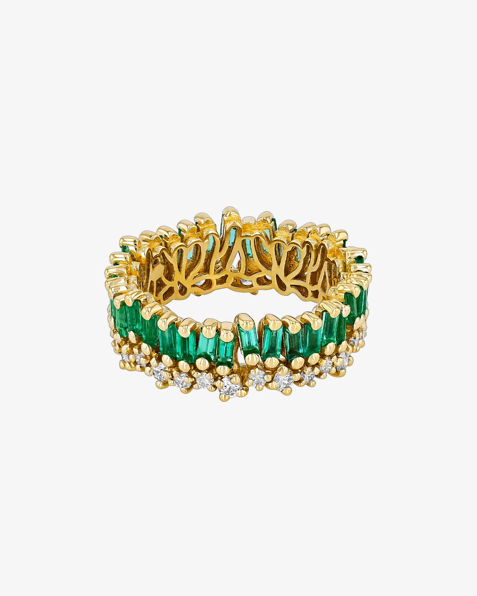Suzanne Kalan Short Stack Emerald Eternity Band in 18k yellow gold