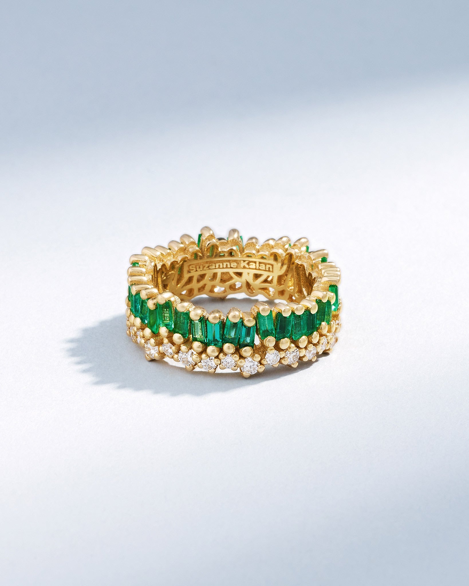 Suzanne Kalan Short Stack Emerald Eternity Band in 18k yellow gold