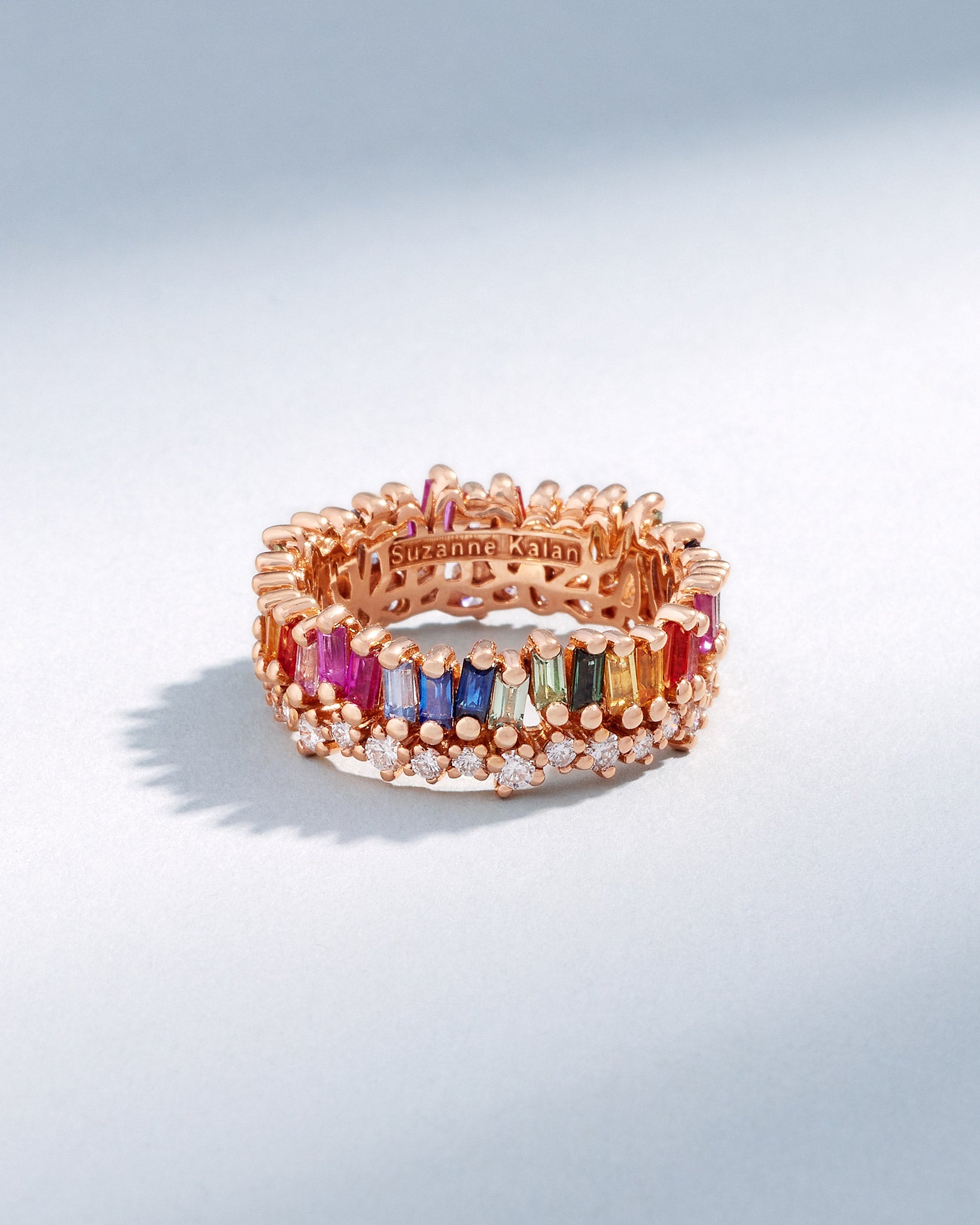 Suzanne Kalan Short Stack Rainbow Sapphire Eternity Band in 18k rose gold