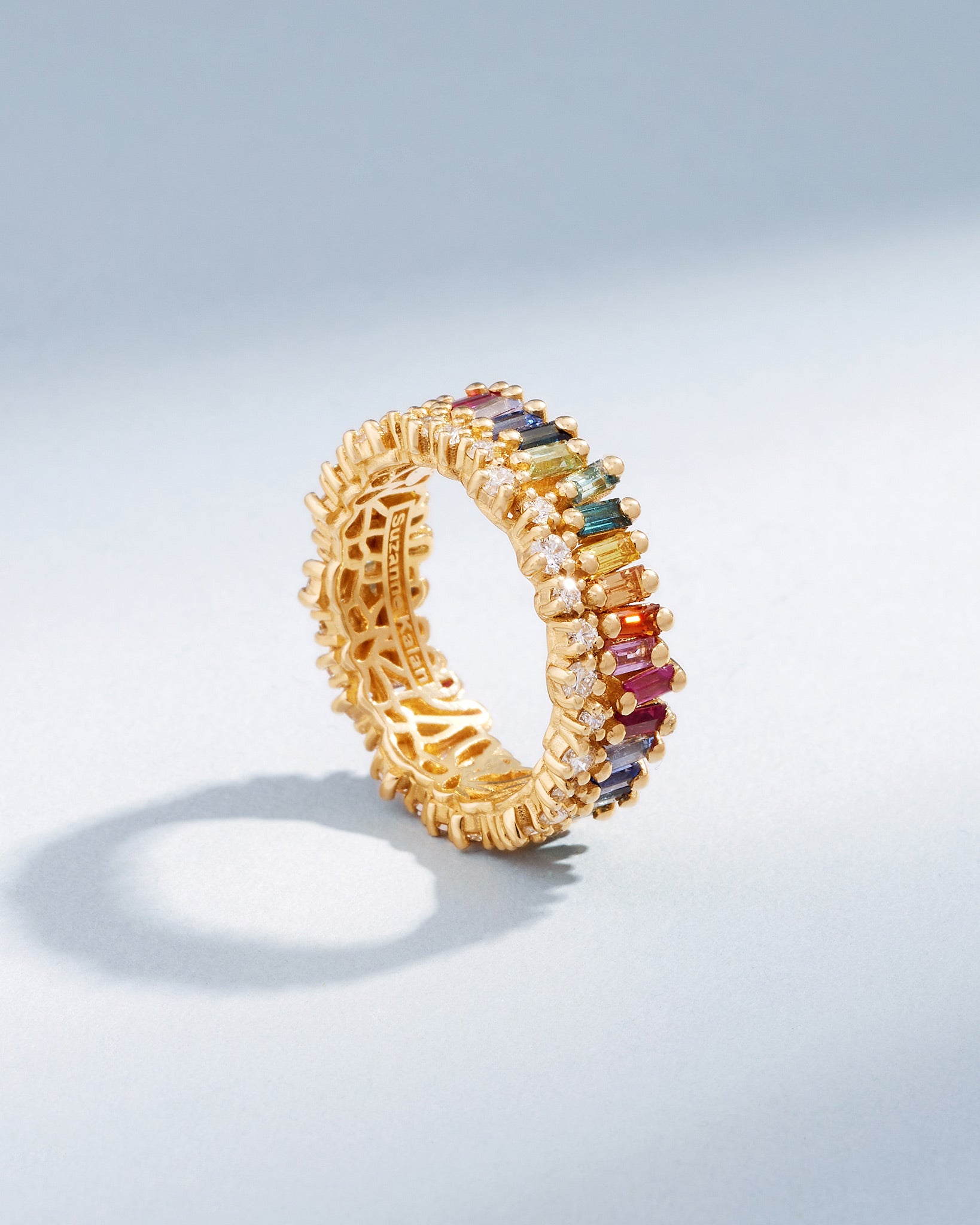Suzanne Kalan Short Stack Rainbow Sapphire Eternity Band in 18k yellow gold