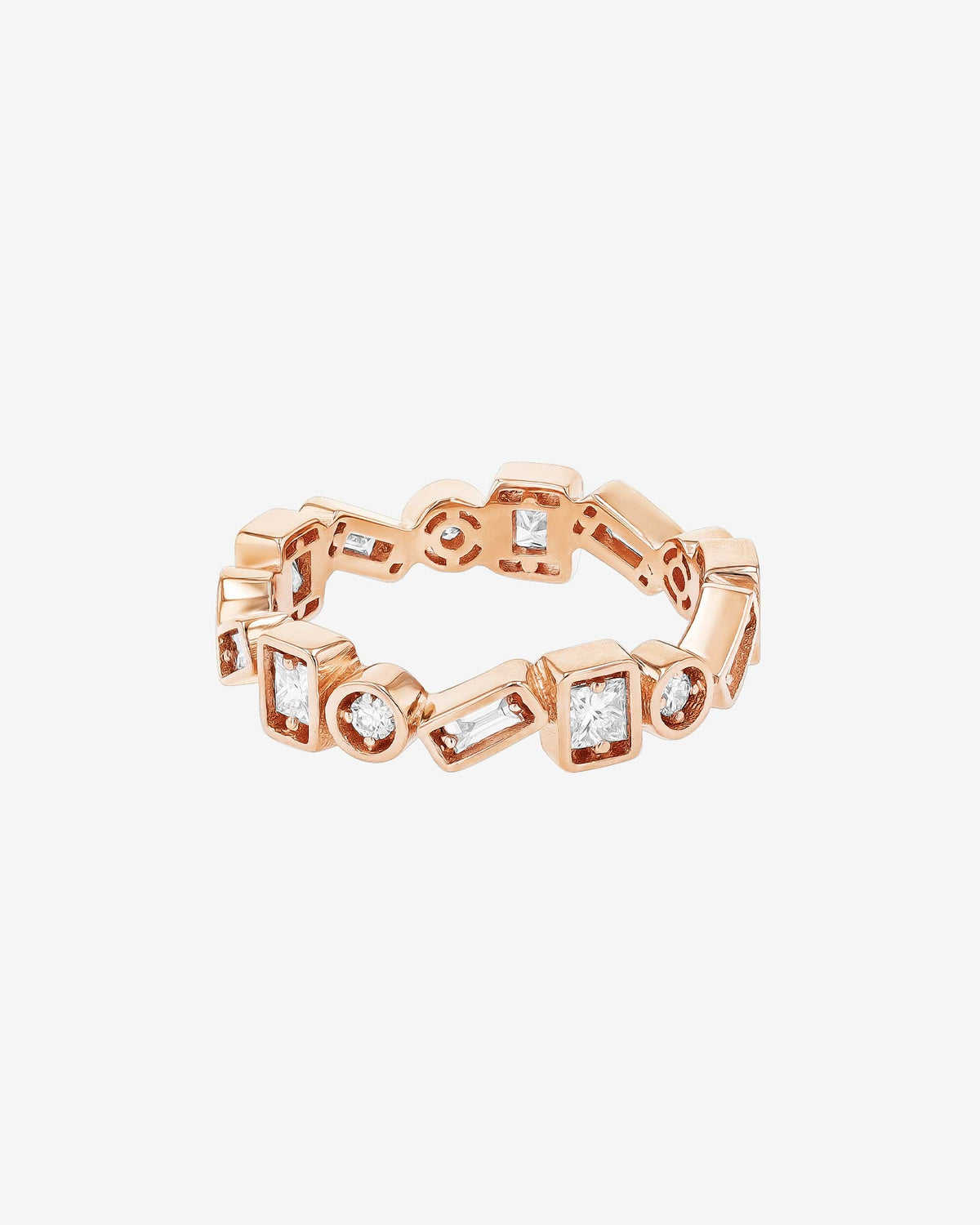 Suzanne Kalan Inlay ZigZag Diamond Eternity Band in 18k rose gold