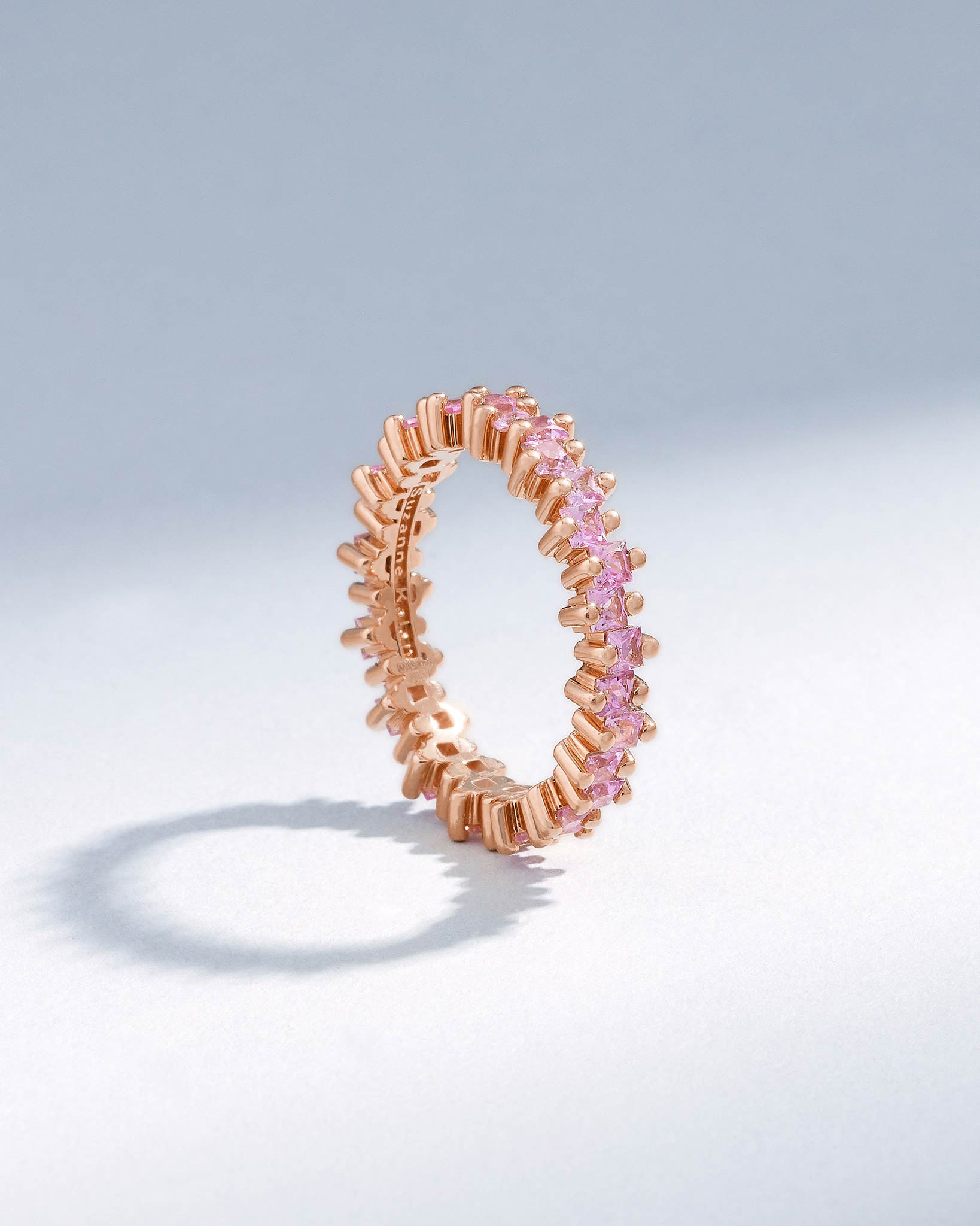 Suzanne Kalan Princess Midi Pink Sapphire Eternity Band in 18k rose gold