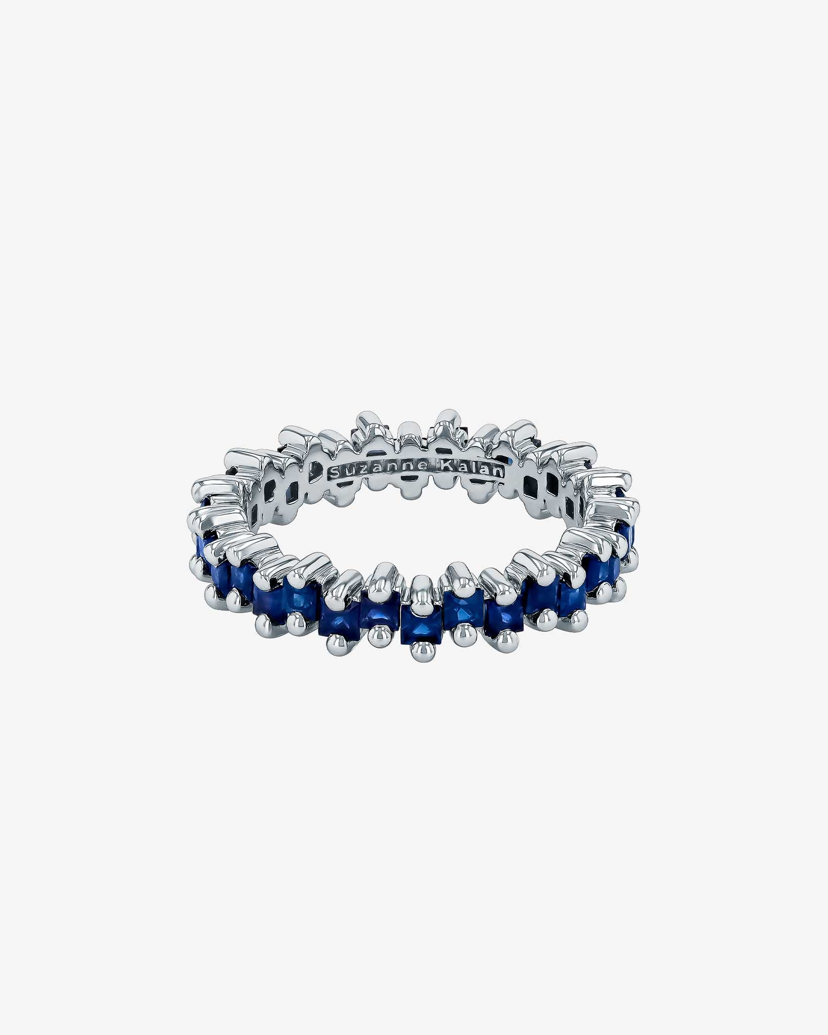 Suzanne Kalan Princess Midi Dark Blue Sapphire Eternity Band in 18k white gold