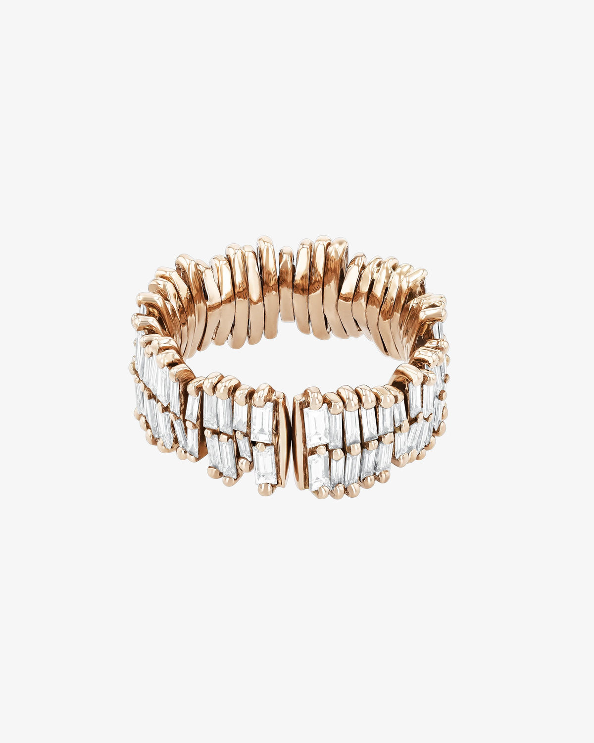 Suzanne Kalan Classic Gold Full Baguette Diamond Midi Band in 18k rose gold