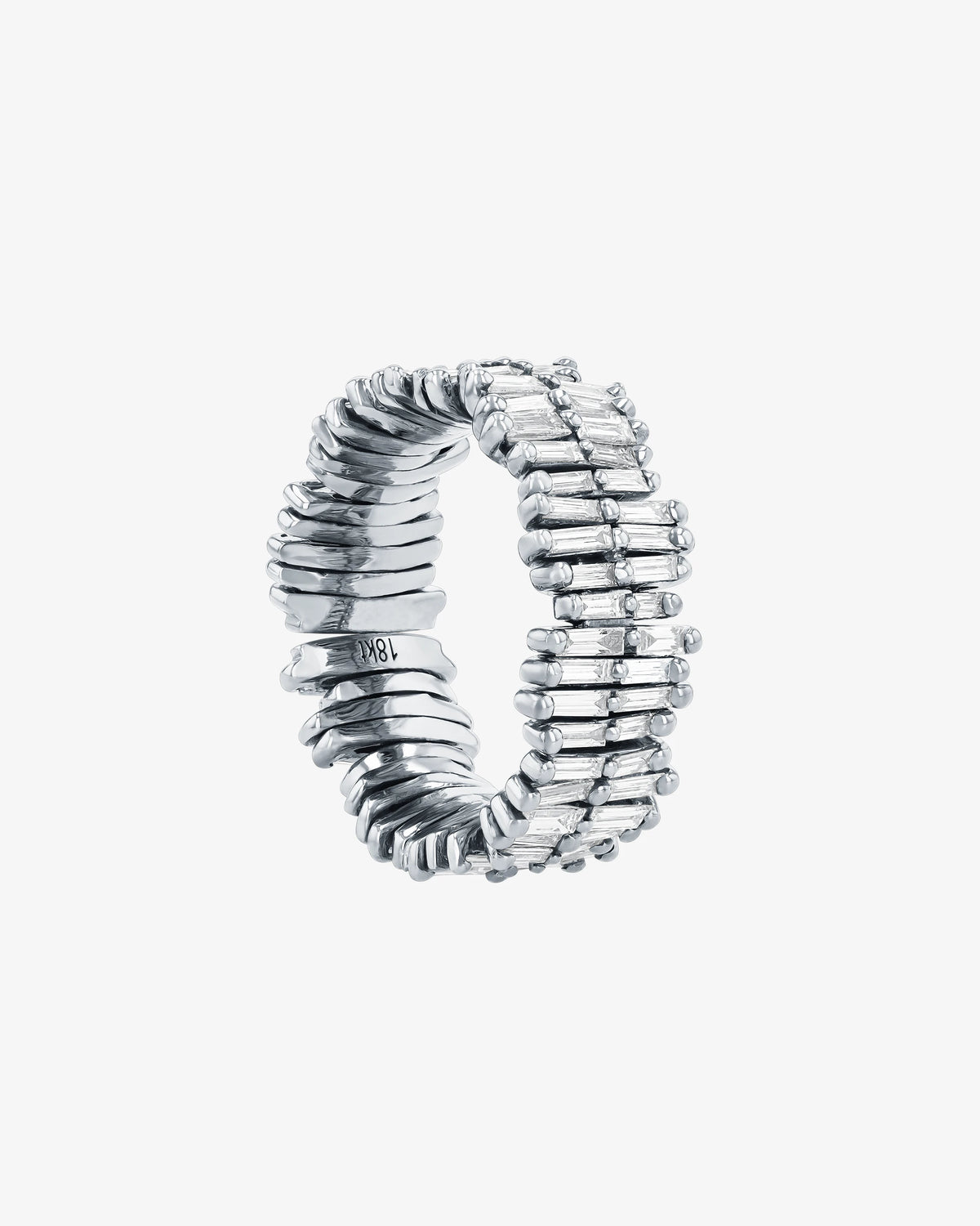 Suzanne Kalan Classic Gold Full Baguette Diamond Midi Band in 18k white gold