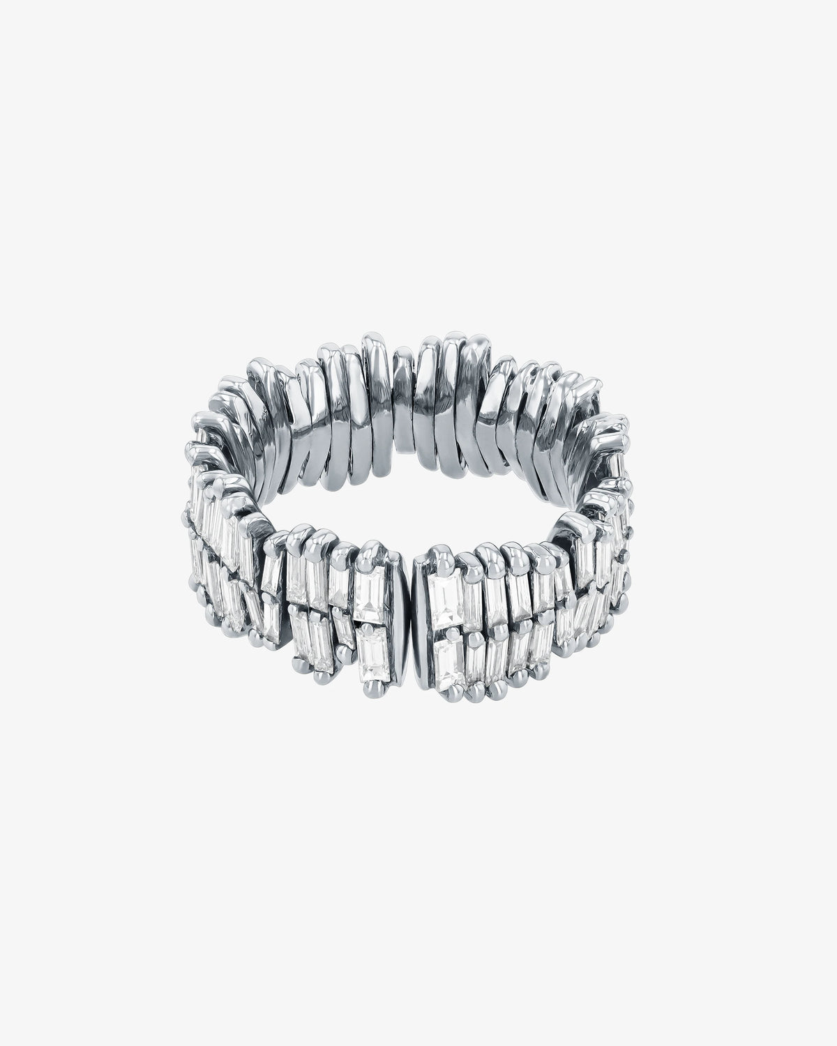 Suzanne Kalan Classic Gold Full Baguette Diamond Midi Band in 18k white gold