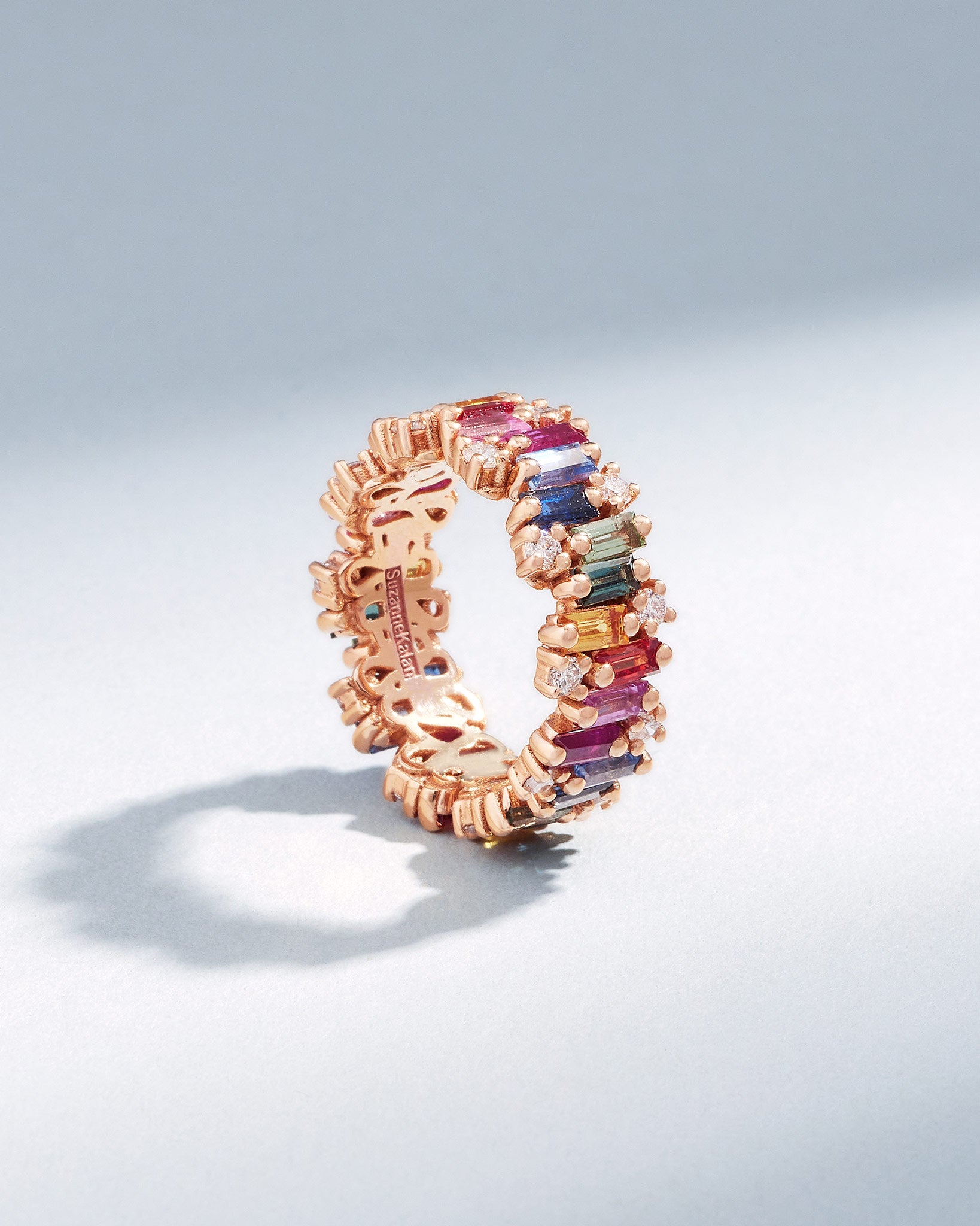 Suzanne Kalan Shimmer Audrey Rainbow Sapphire Eternity Band in 18k rose gold