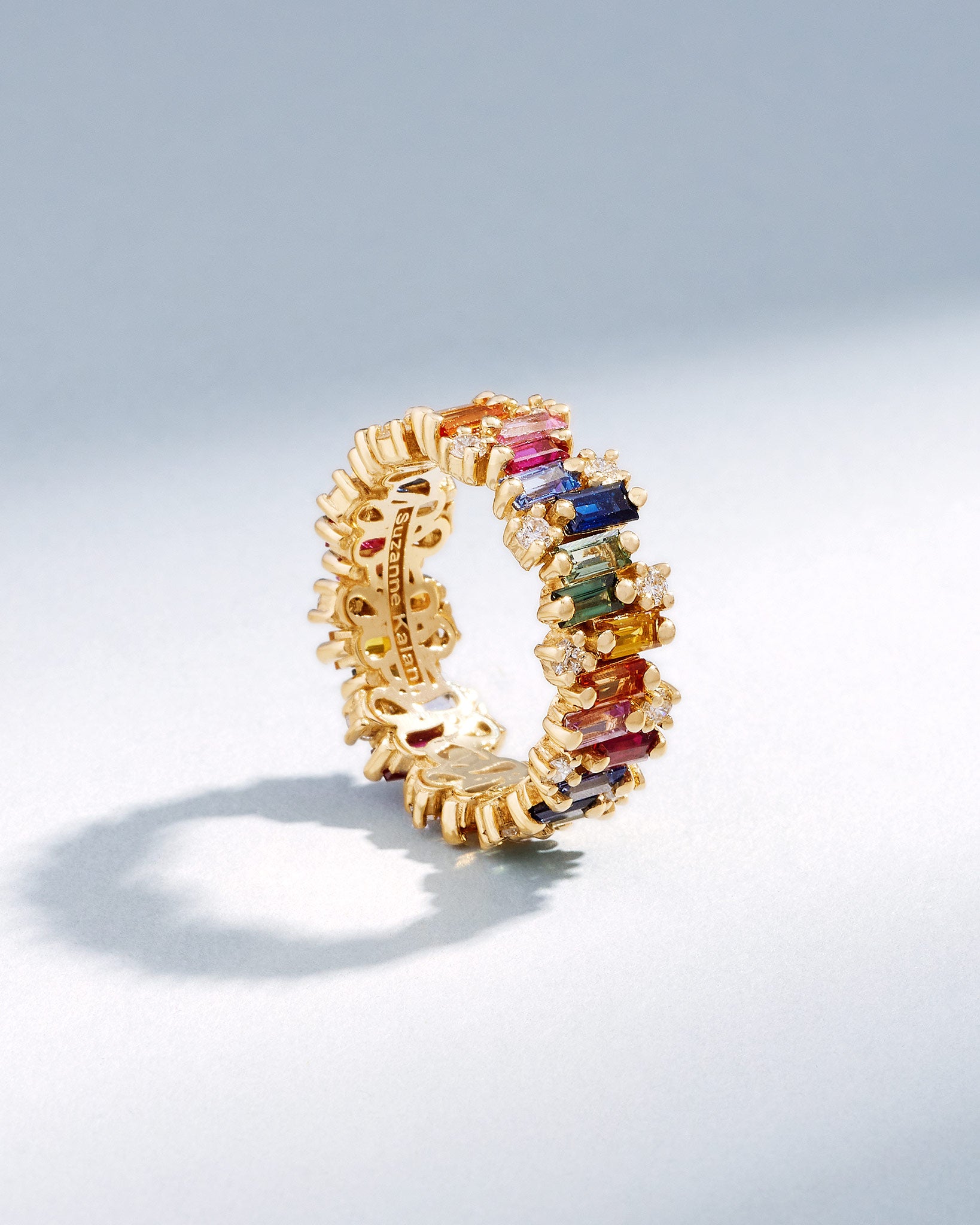 Suzanne Kalan Shimmer Audrey Rainbow Sapphire Eternity Band in 18k yellow gold