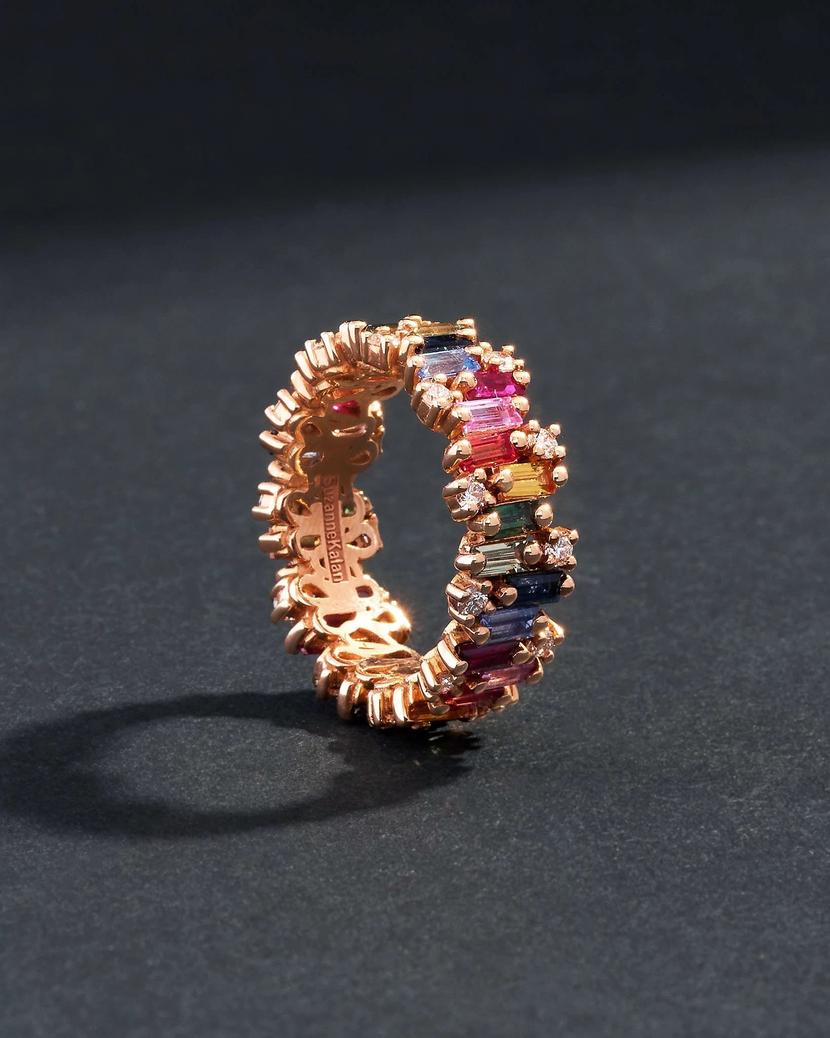Suzanne Kalan Shimmer Audrey Rainbow Sapphire Eternity Band in 18k rose gold