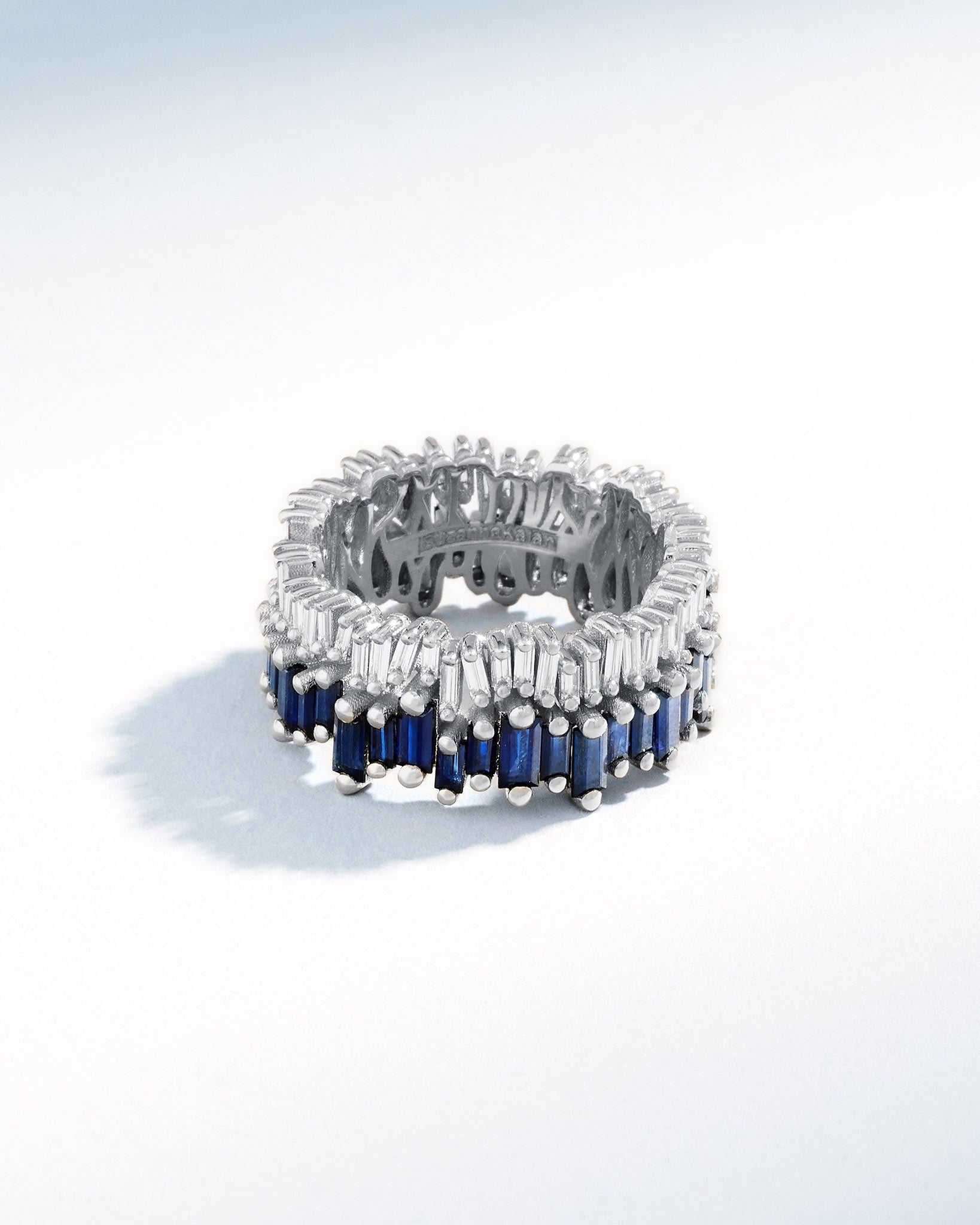 Suzanne Kalan Double Stack Dark Blue Sapphire Eternity Band in 18k white gold