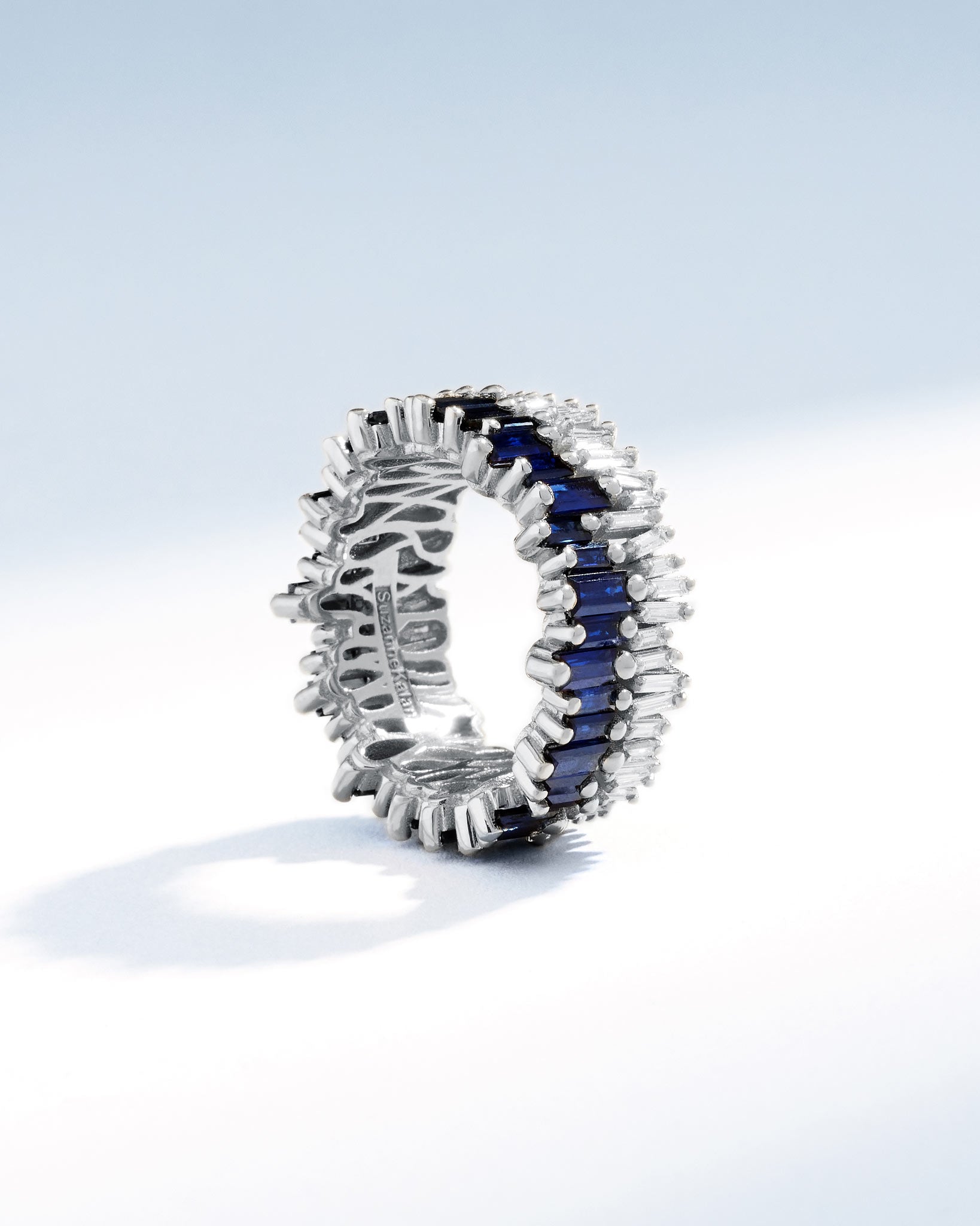 Suzanne Kalan Double Stack Dark Blue Sapphire Eternity Band in 18k white gold