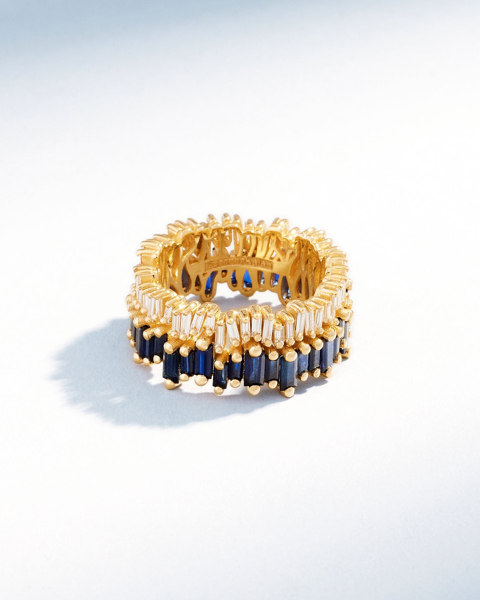 Suzanne Kalan Double Stack Dark Blue Sapphire Eternity Band in 18k yellow gold