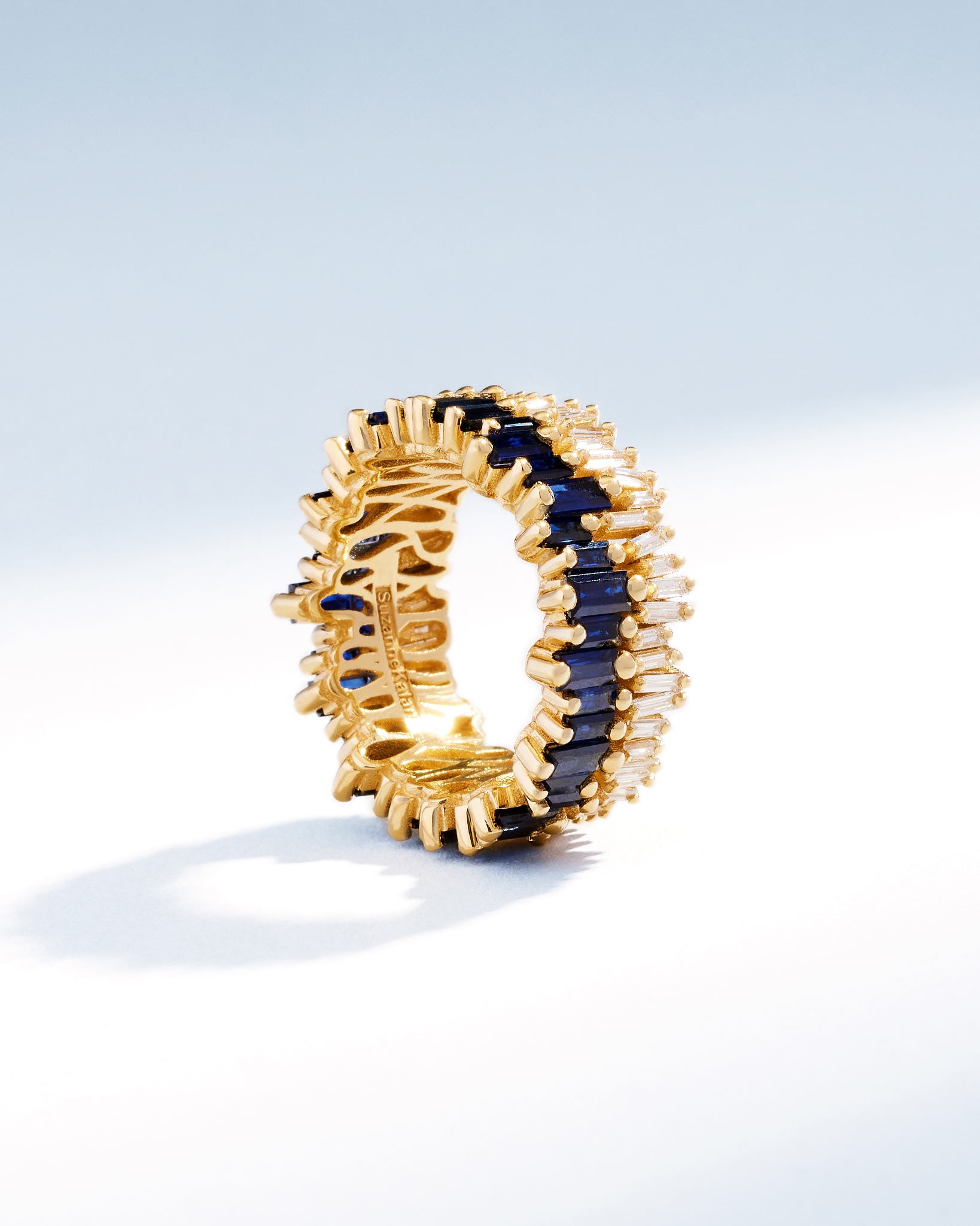 Suzanne Kalan Double Stack Dark Blue Sapphire Eternity Band in 18k yellow gold