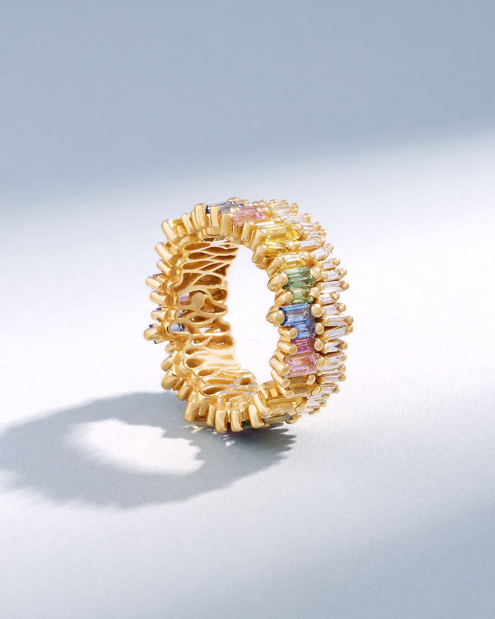 Suzanne Kalan Double Stack Pastel Sapphire Eternity Band in 18k yellow gold