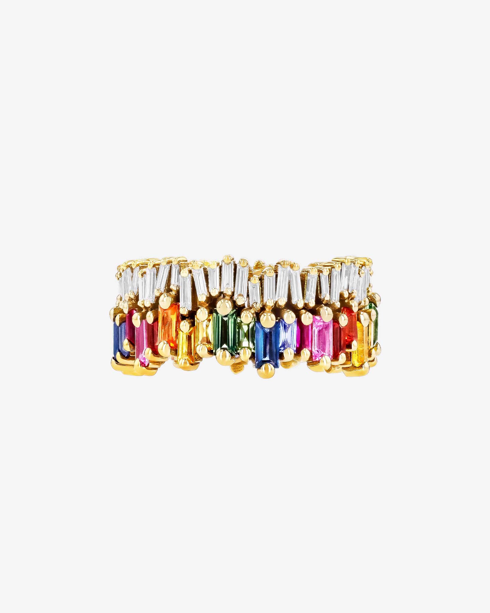 Suzanne Kalan Double Stack Rainbow Sapphire Eternity Band in 18k yellow gold