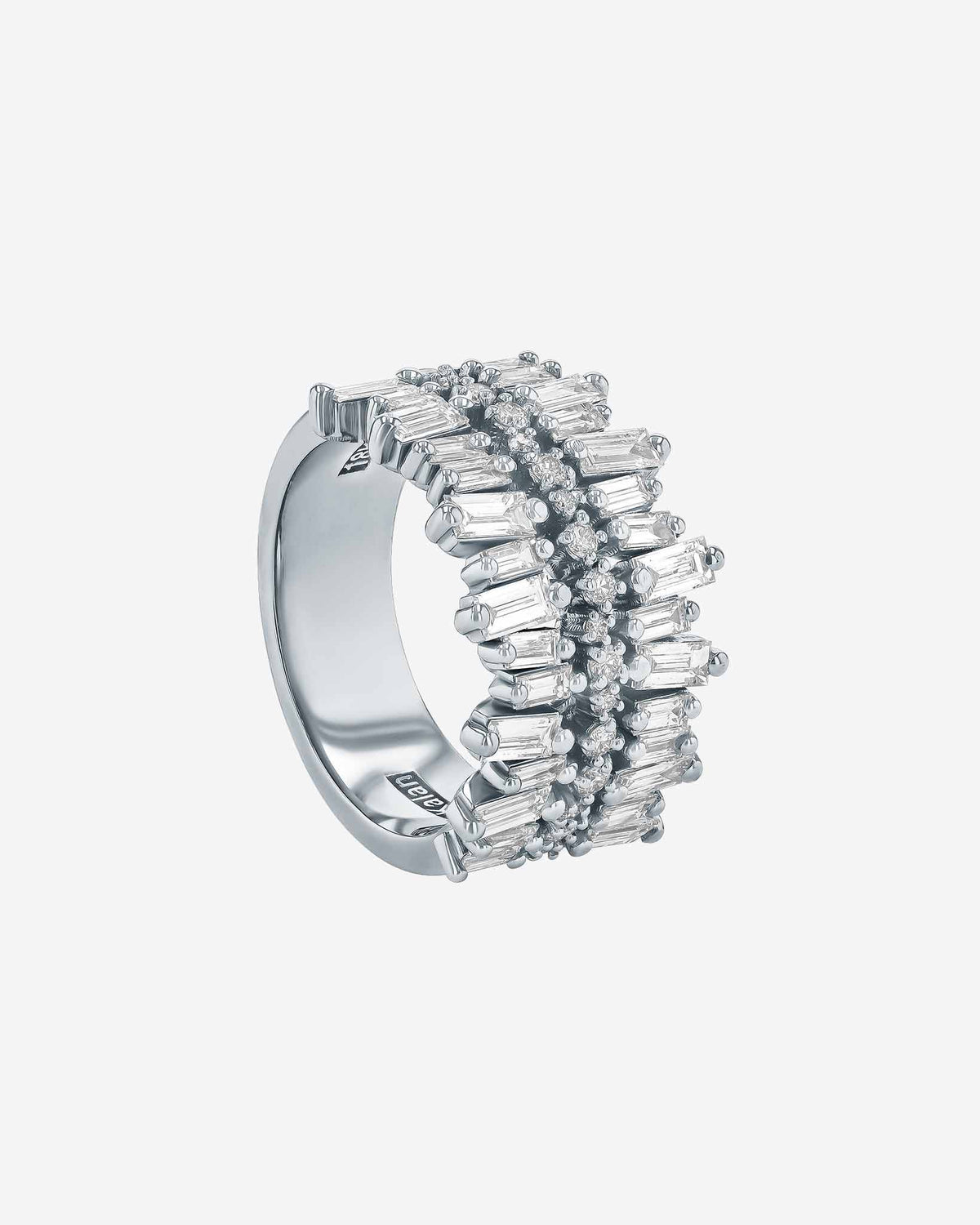 Suzanne Kalan Double Short Stack Diamond Half Band in 18k white gold