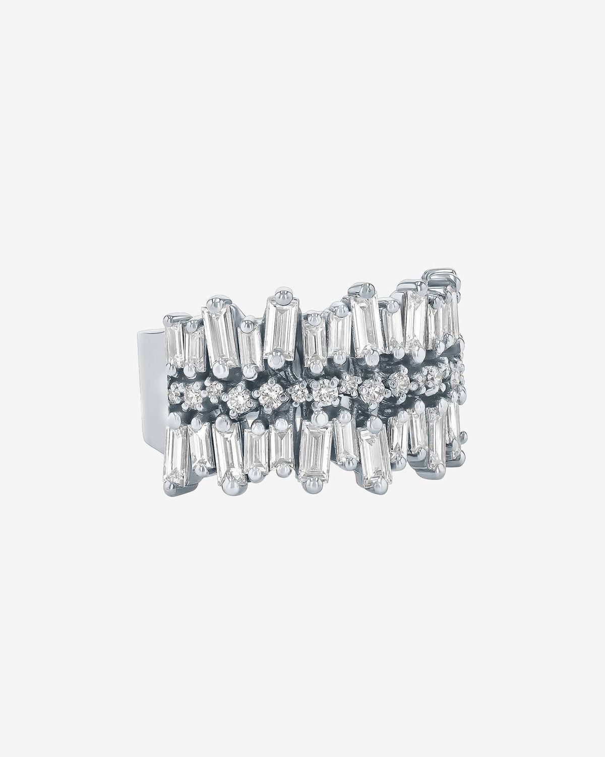 Suzanne Kalan Double Short Stack Diamond Half Band in 18k white gold