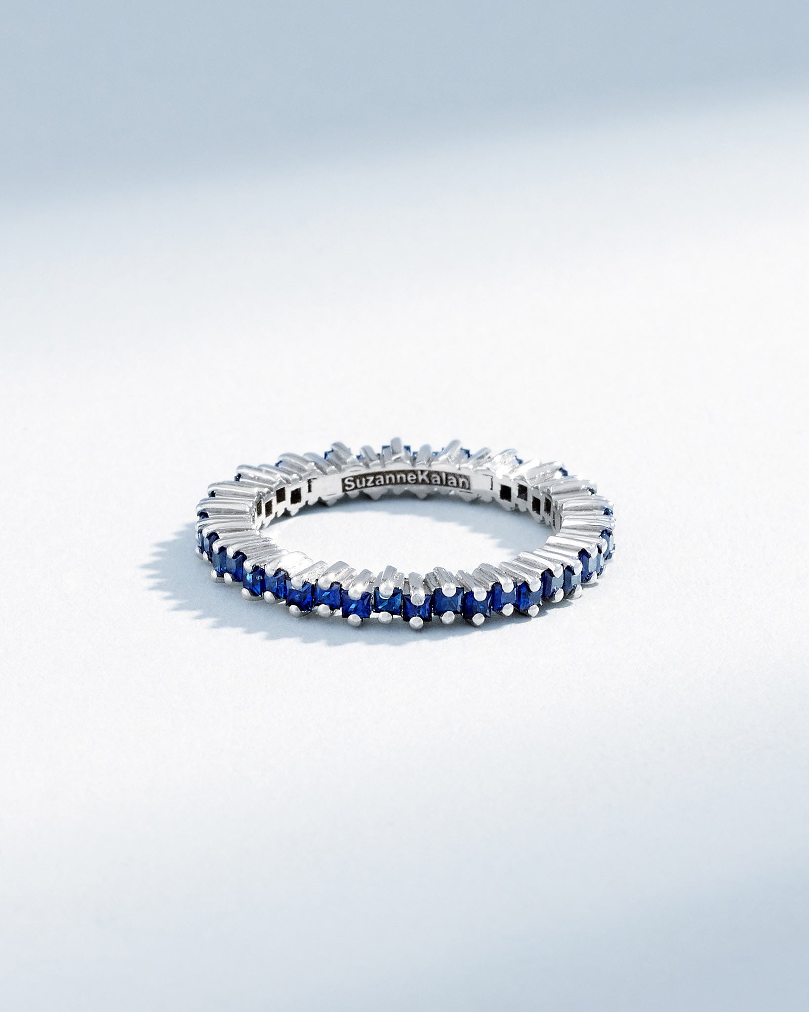 Suzanne Kalan Princess Mini Dark Blue Sapphire Eternity Band in 18k white gold