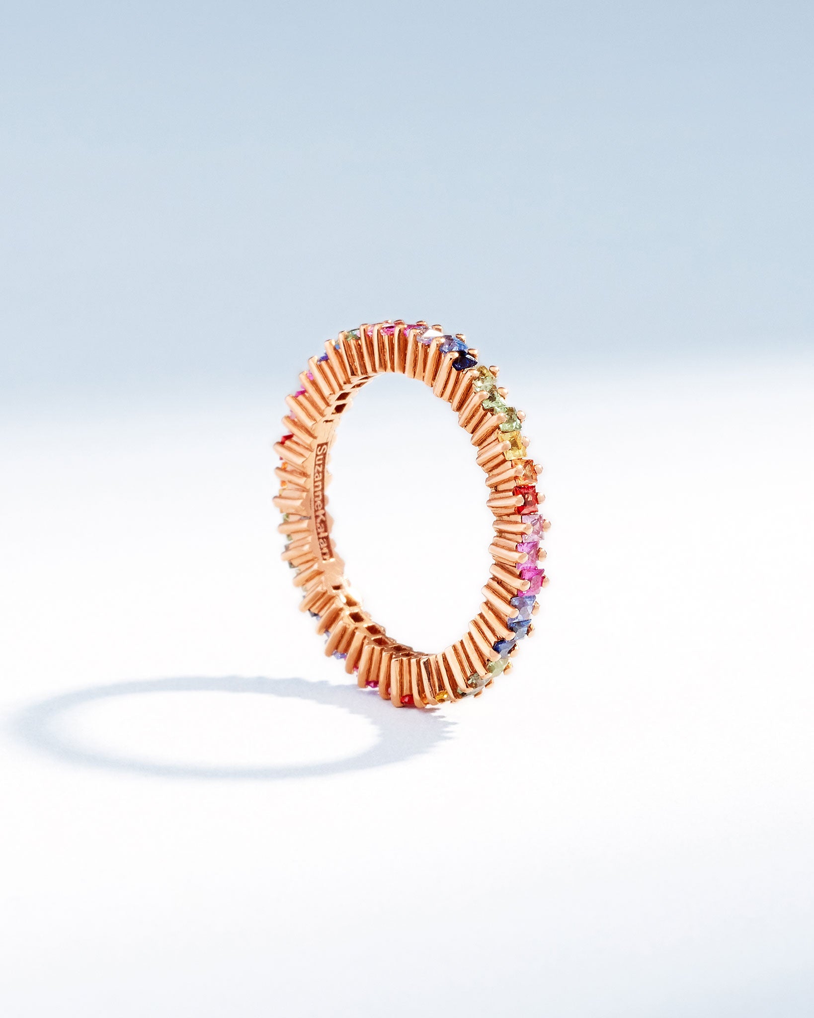 Suzanne Kalan Princess Mini Rainbow Sapphire Eternity Band in 18k rose gold