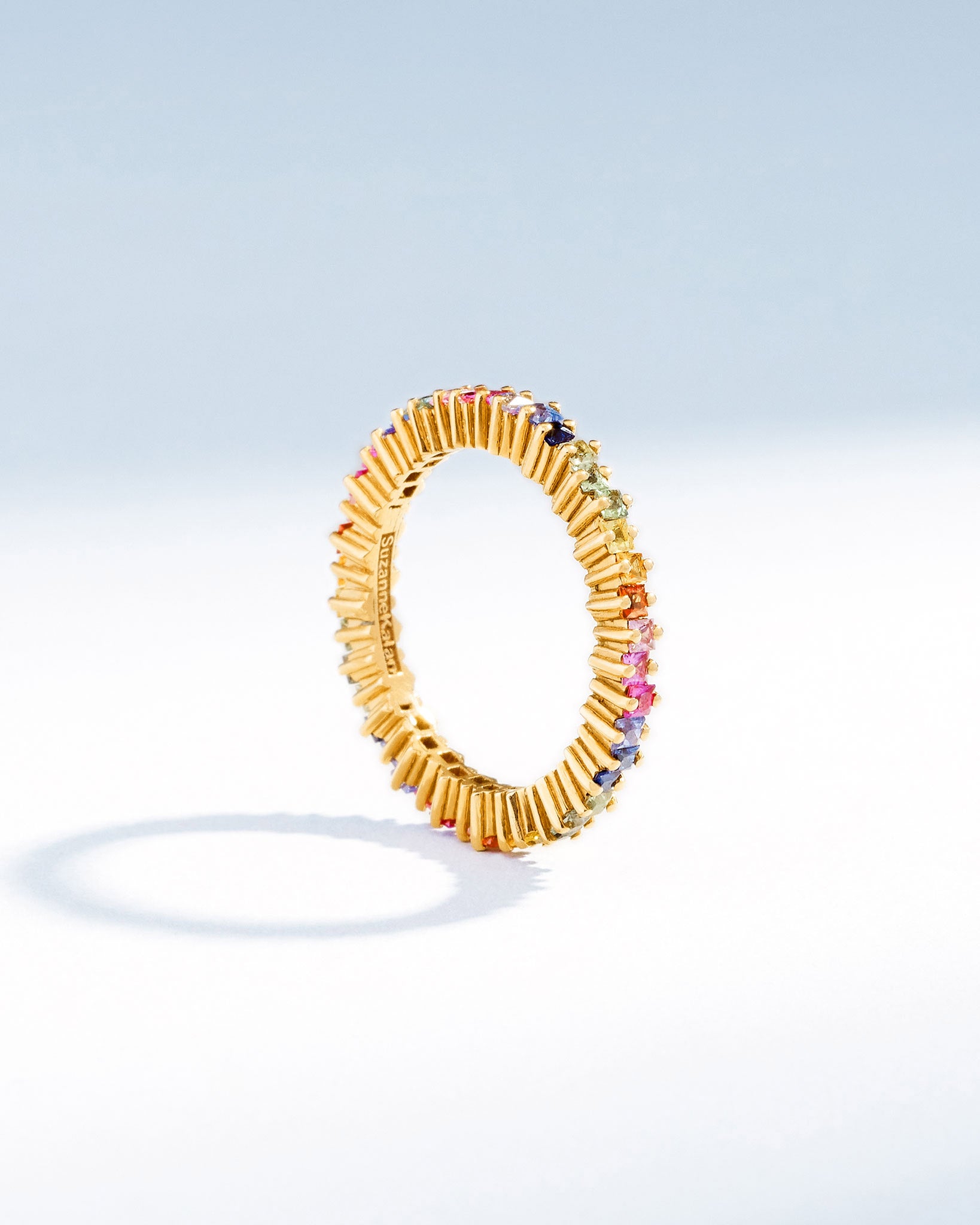 Suzanne Kalan Princess Mini Rainbow Sapphire Eternity Band in 18k yellow gold