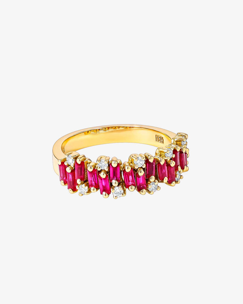 Suzanne Kalan Shimmer Alaia Ruby Half Band in 18k yellow gold